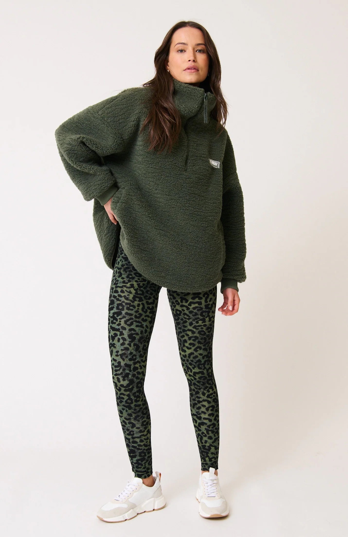 Celeste Pullover Thyme by Cartel & Willow in green faux sherpa teddy fabric