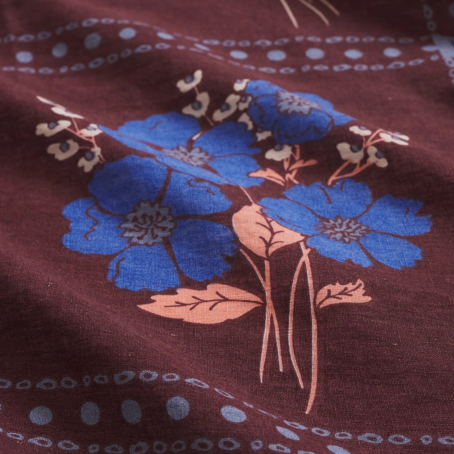 Floral sheets in maroon and blue by sage and Clare