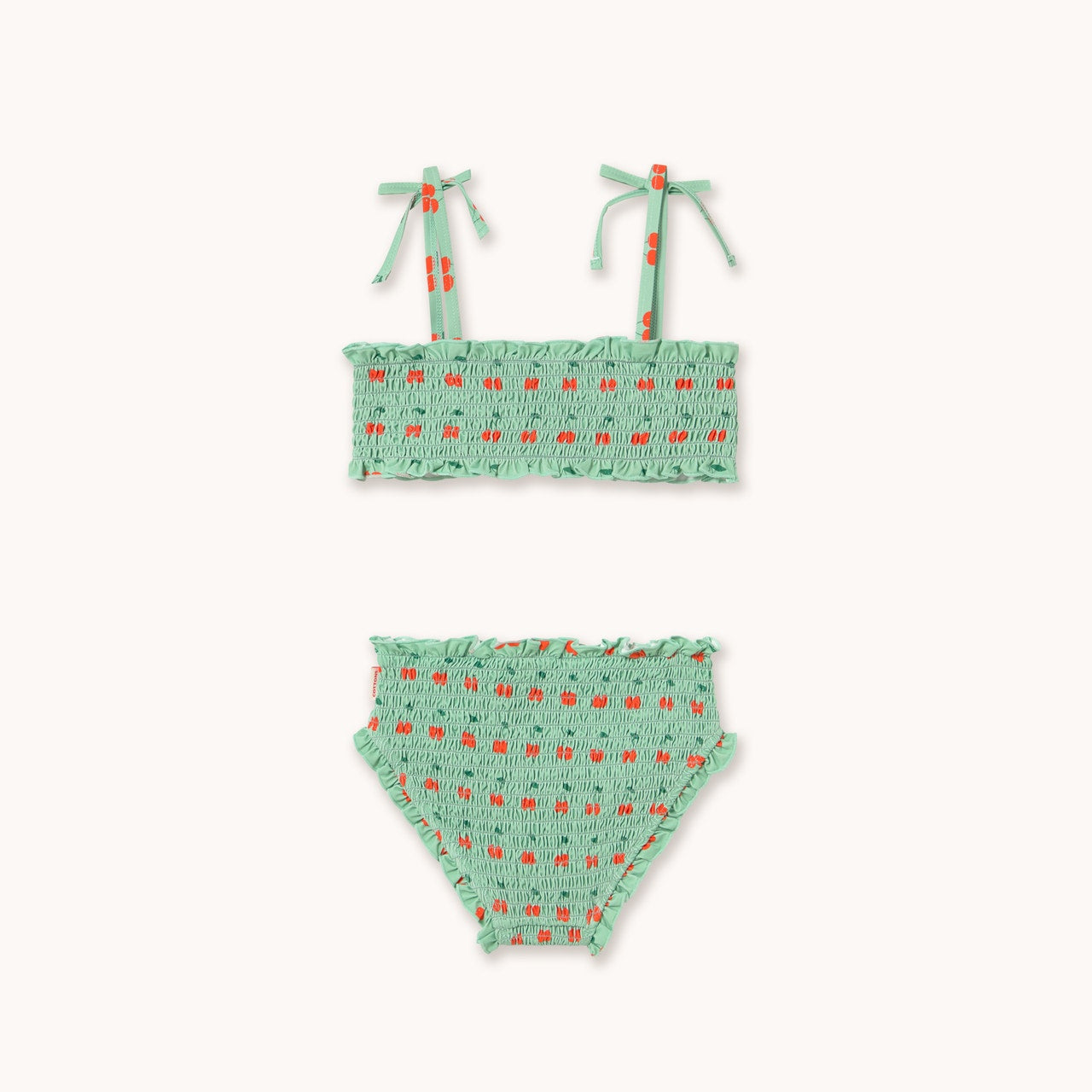Back view of the Cherries Smock Swim Set | Tiny Cottons