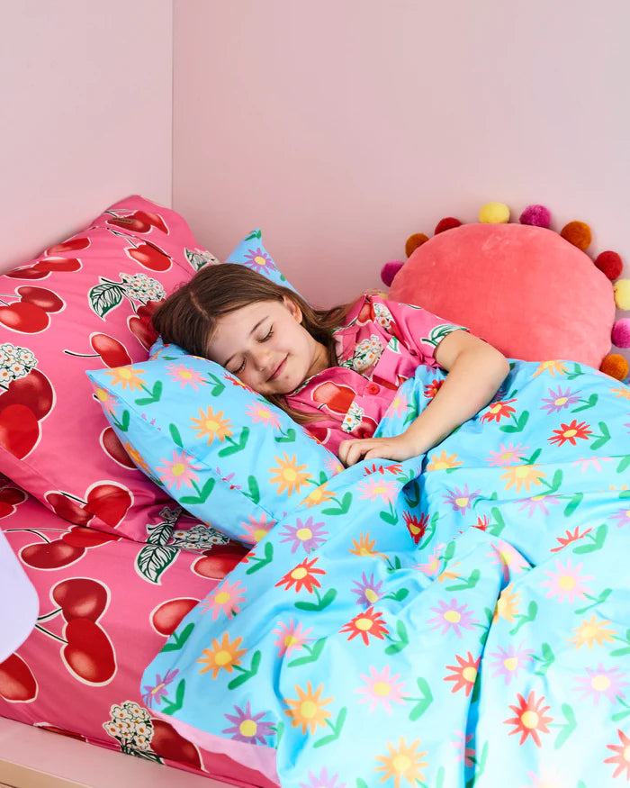 Cherry Blossom Kids Organic Cotton Short Sleeve Shirt & Short Pyjama Set by Kip & Co