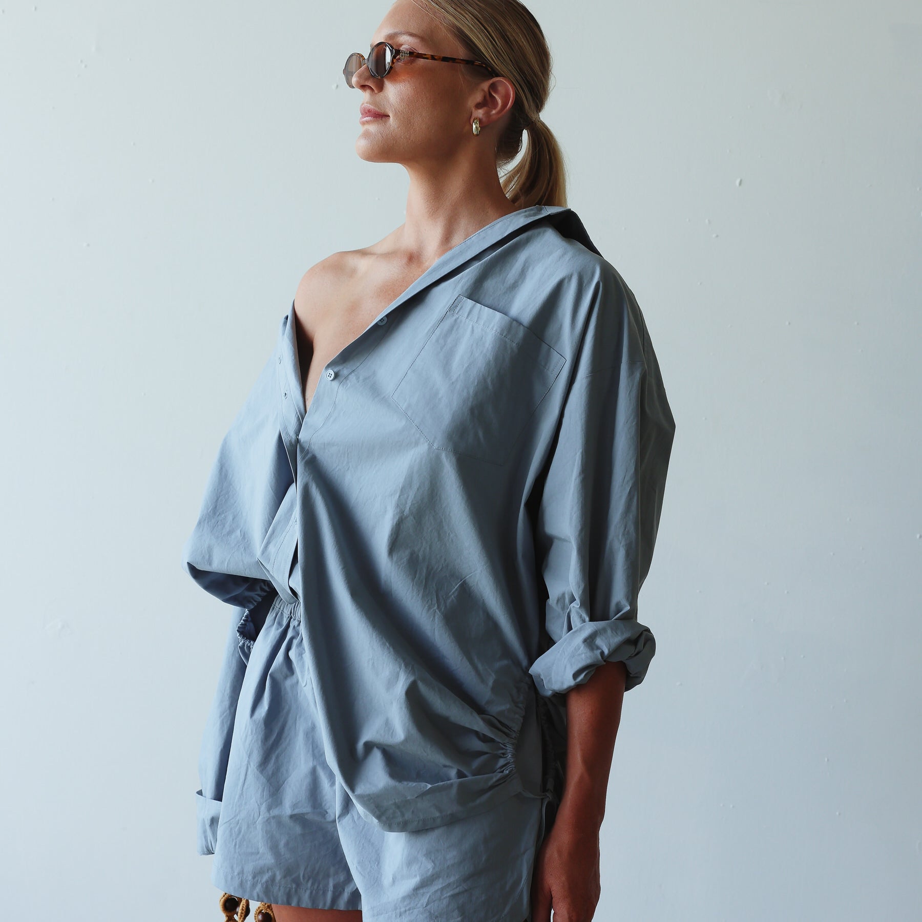 Chloe Cotton Short - Cornflower blue by By Billie