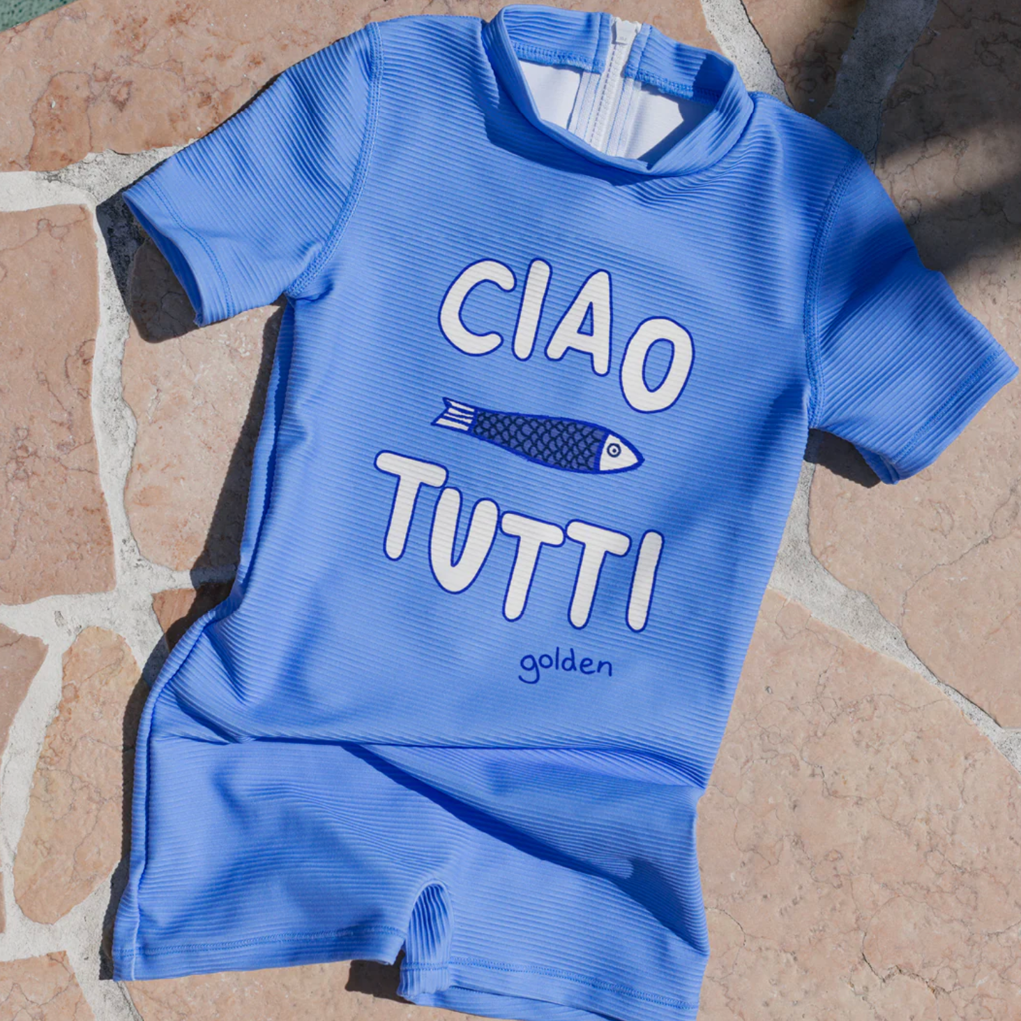 Ciao Tutti Pesci One Piece Swim - Pool Blue | Golden Children