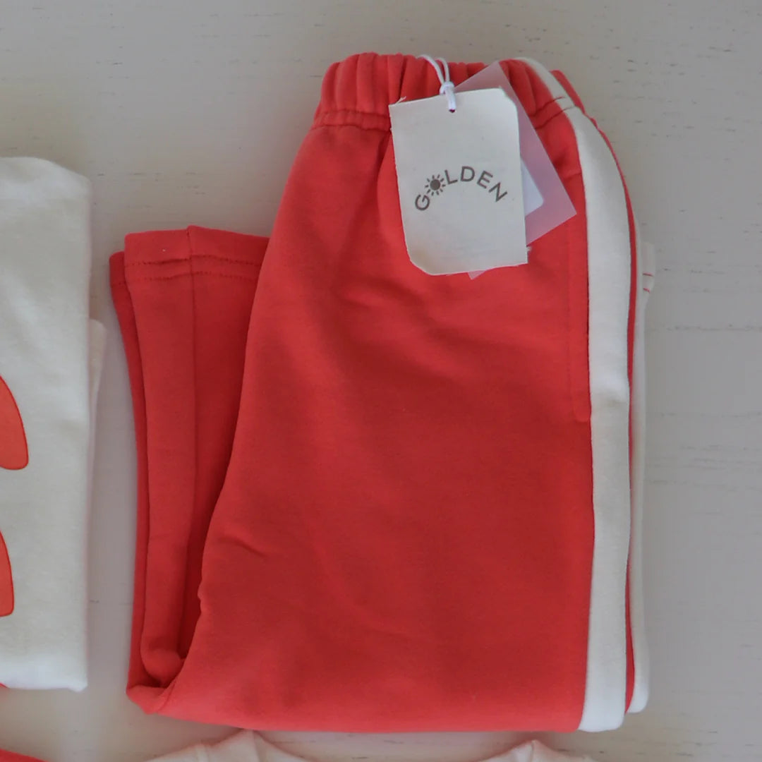 kids red terry fleece pants