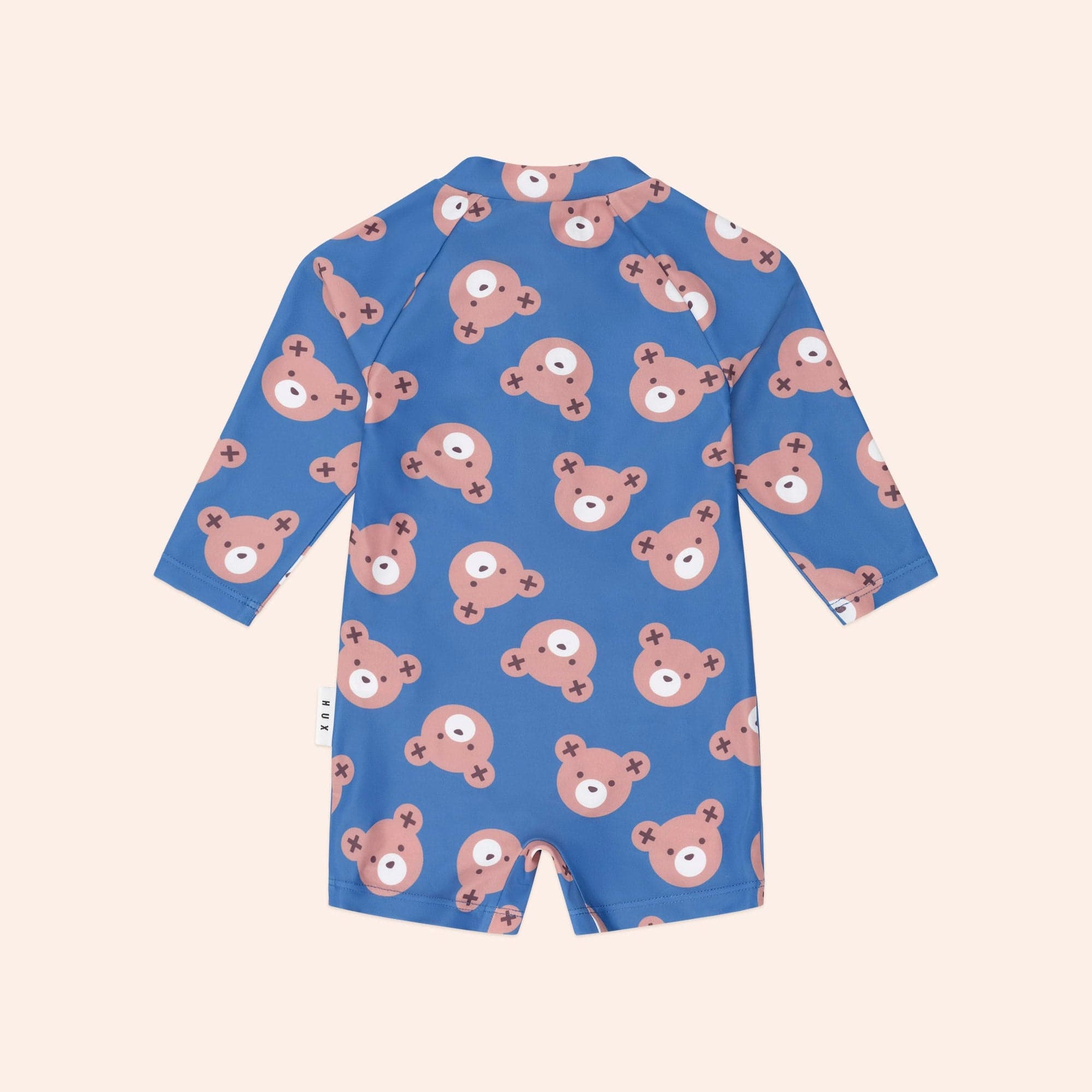 Back view of the blue Classic Hux Rashie | Huxbaby