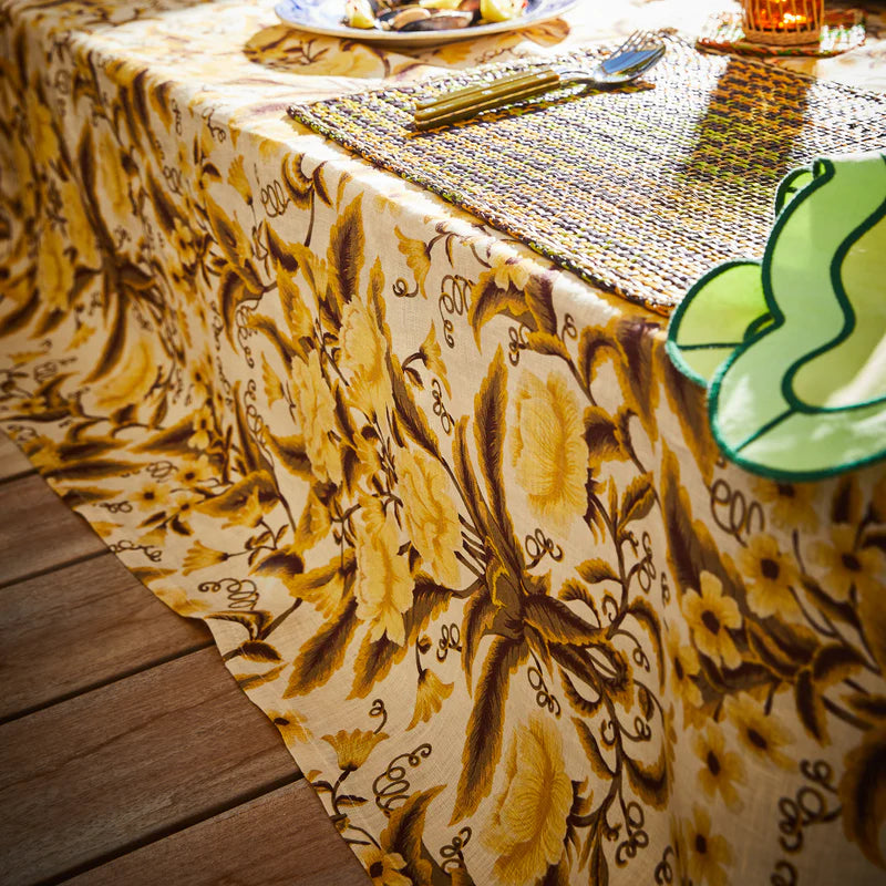 fabric detail of European Flax Linen tablecloth by Sage and Clare