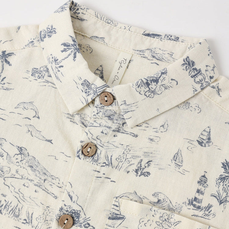 ocean themed boys button up shirt