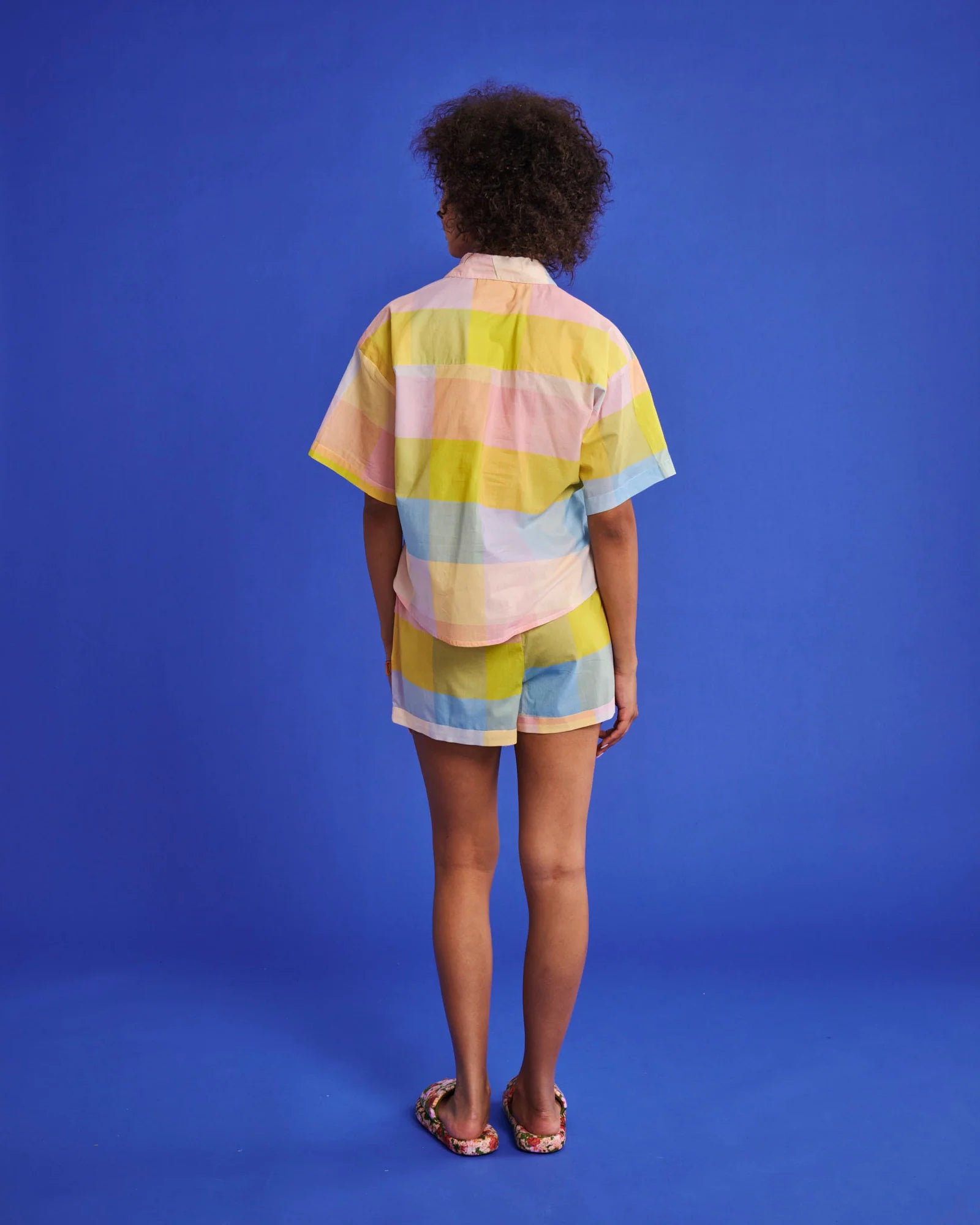 Short sleeve Corfu Tartan Pyjama Set made from organic cotton by Kip & Co