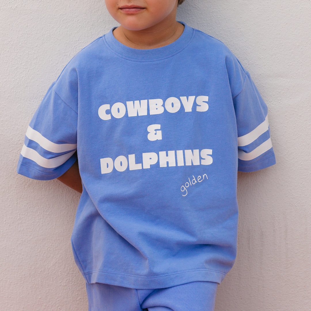 Cowboys & Dolphins T-shirt - Pool Blue | Golden Children