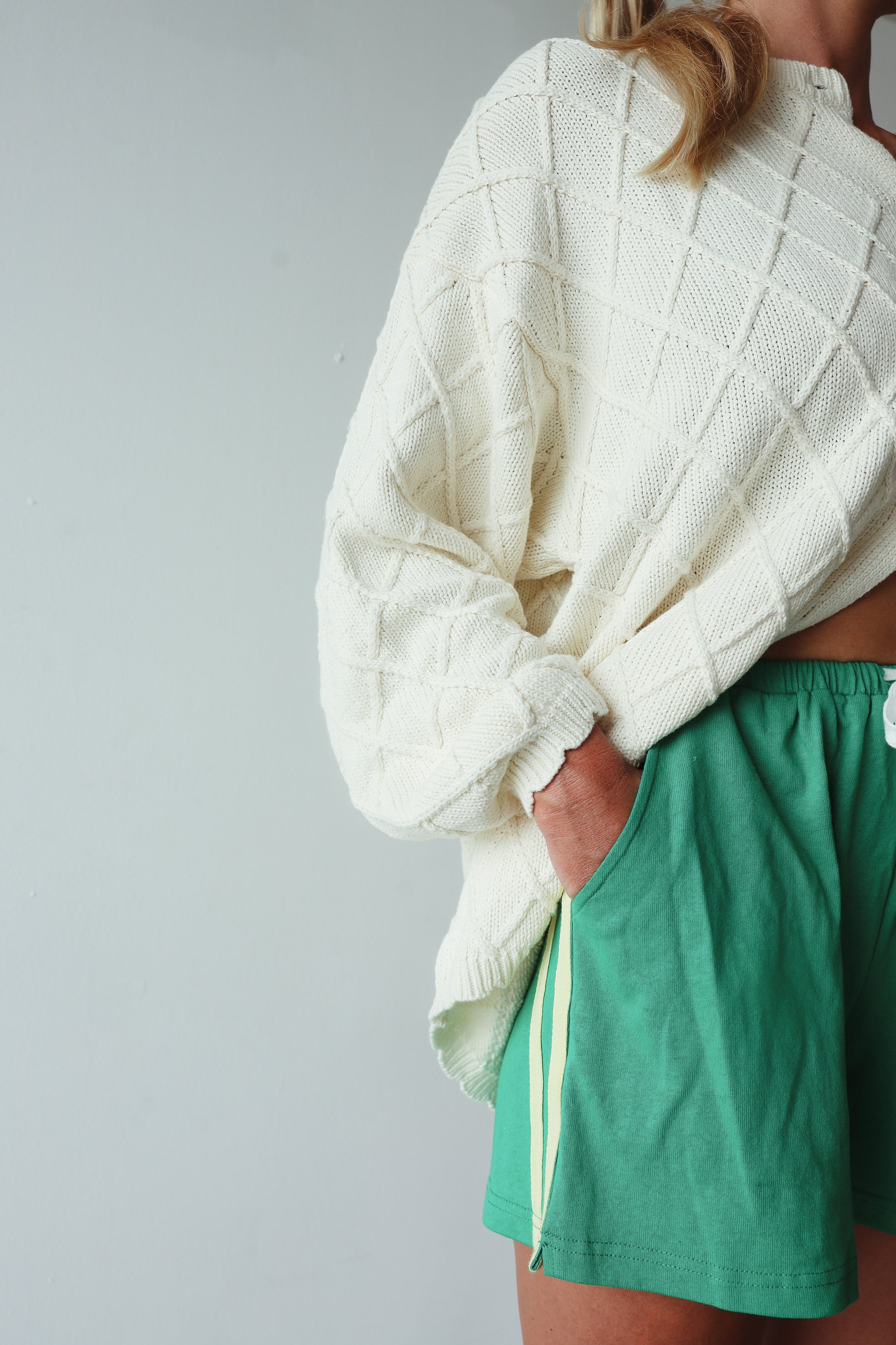 Crochet Knit Cardigan - cream by By Billie