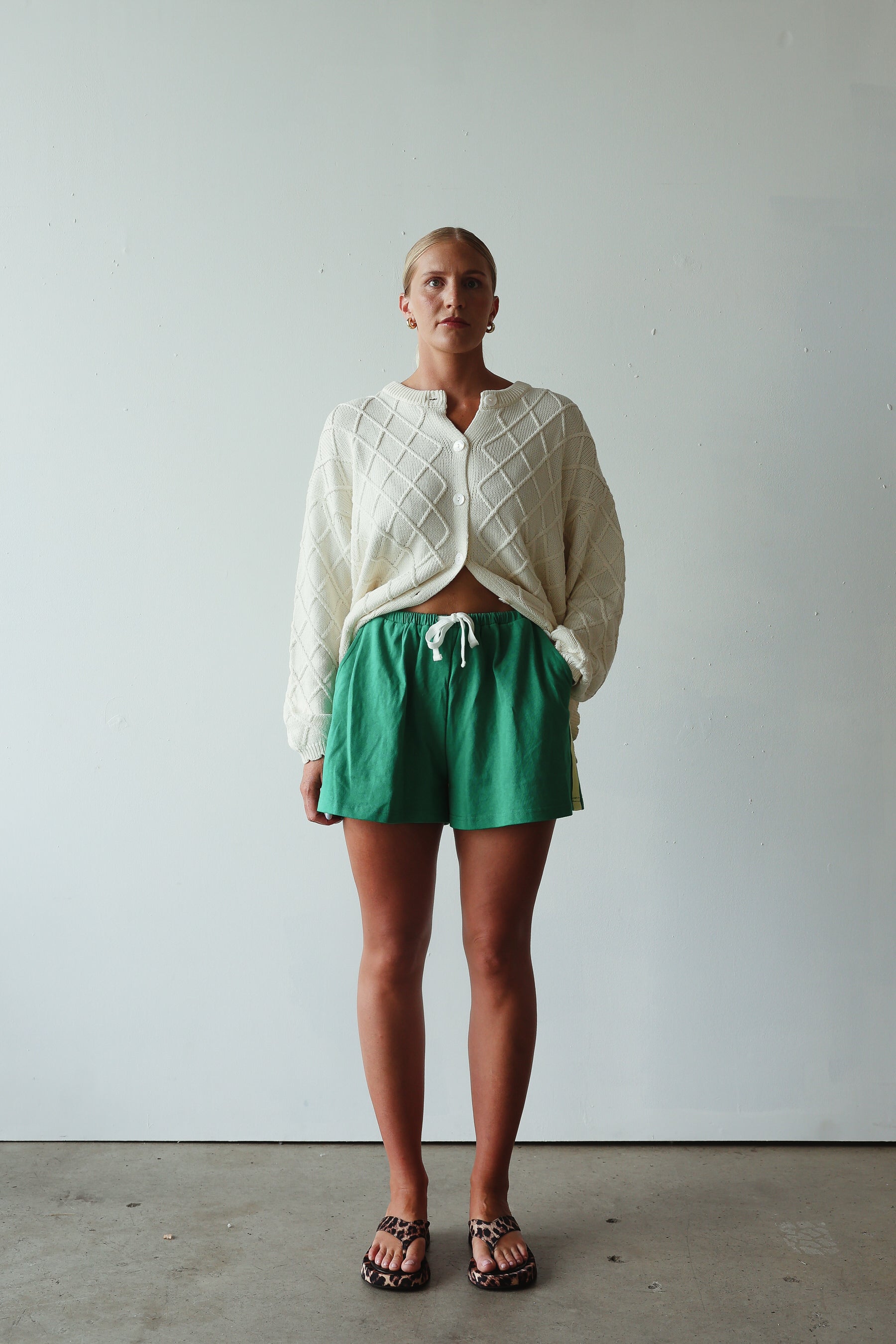 Crochet Knit Cardigan - cream by By Billie