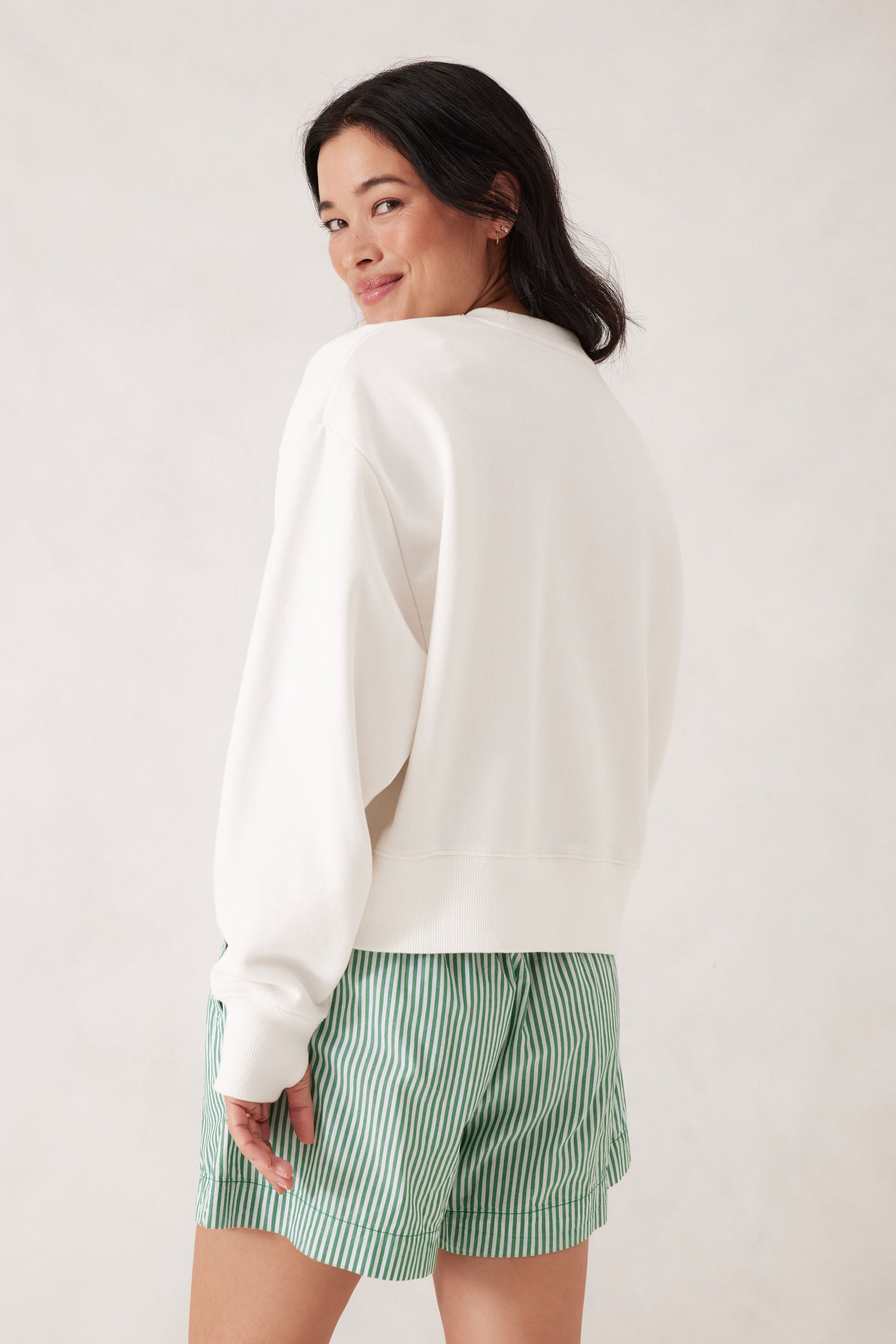 back view of Cropped Slouchy Crew Hotel Ceres Print by Ceres Life