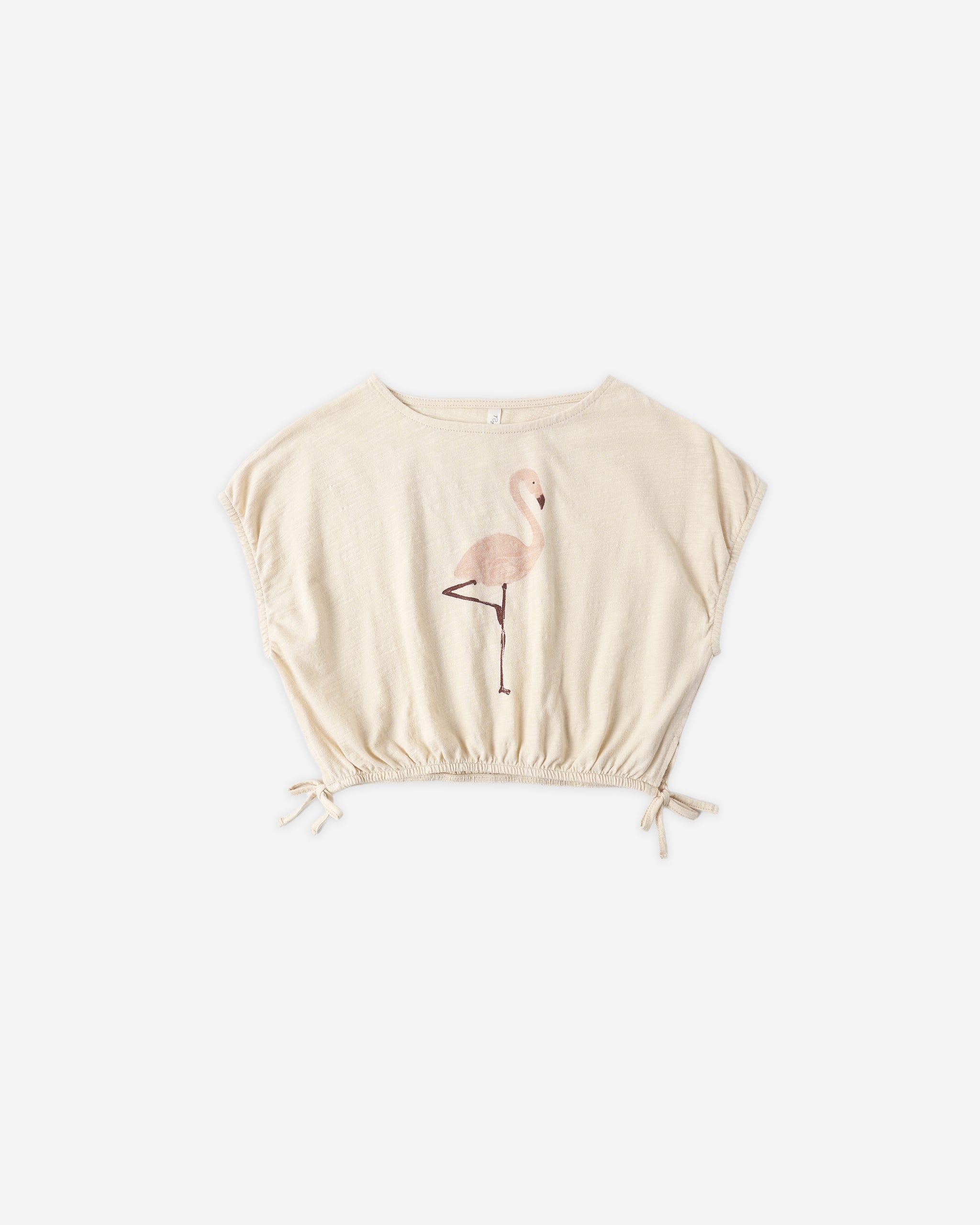 Front view of the Cropped Cinch Tee Flamingo | Rylee +Cru