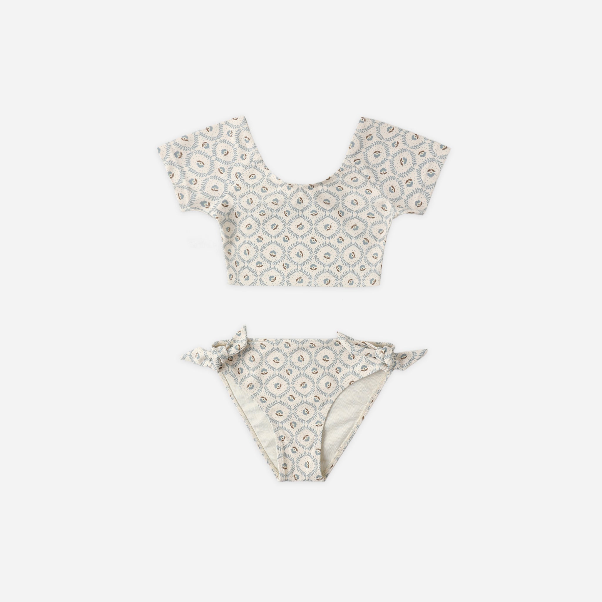 Front view of Cropped Rashguard Set Green Fleur | Rylee + Cru