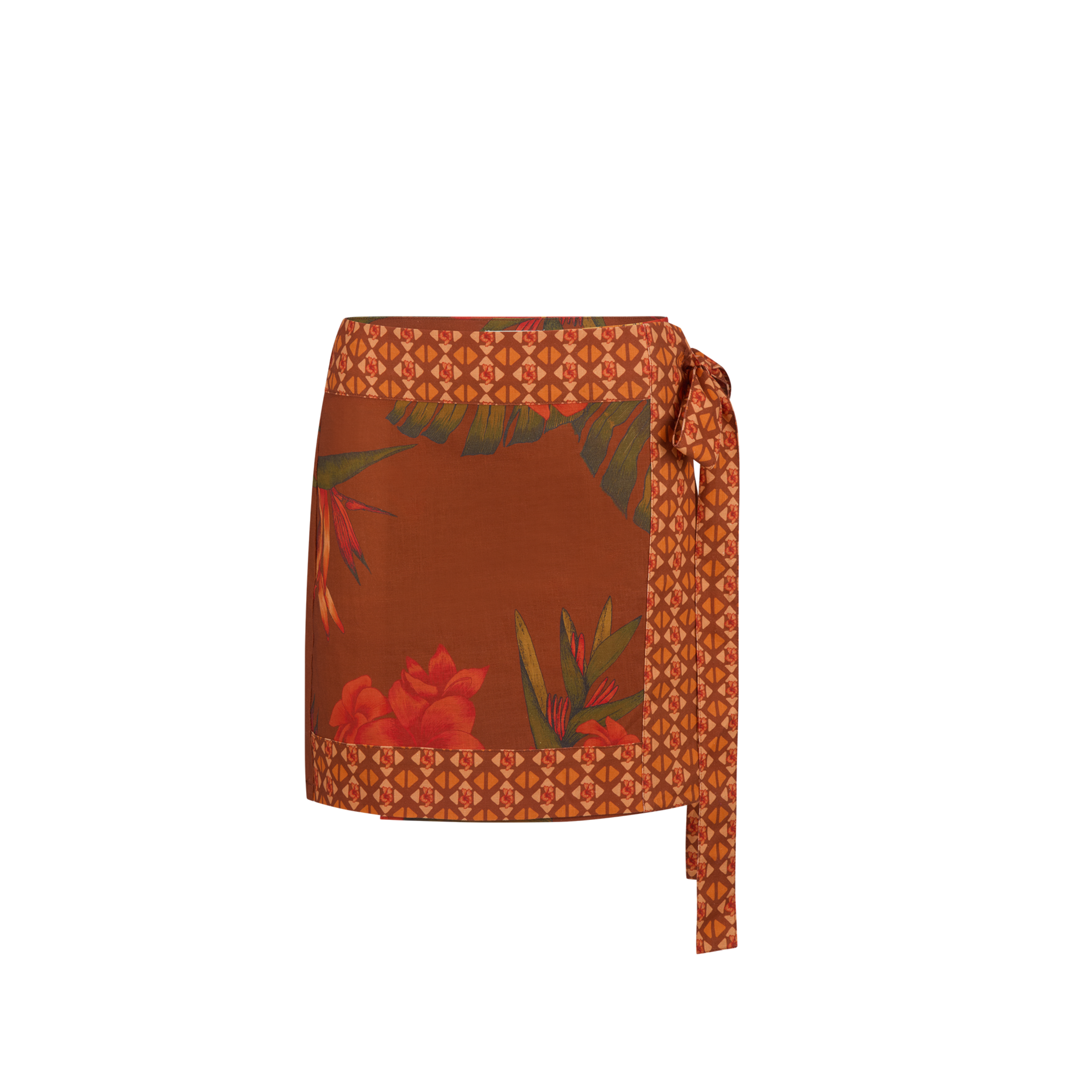 Cuban Tropical Wrap Skirt Coffee by Wandering Folk