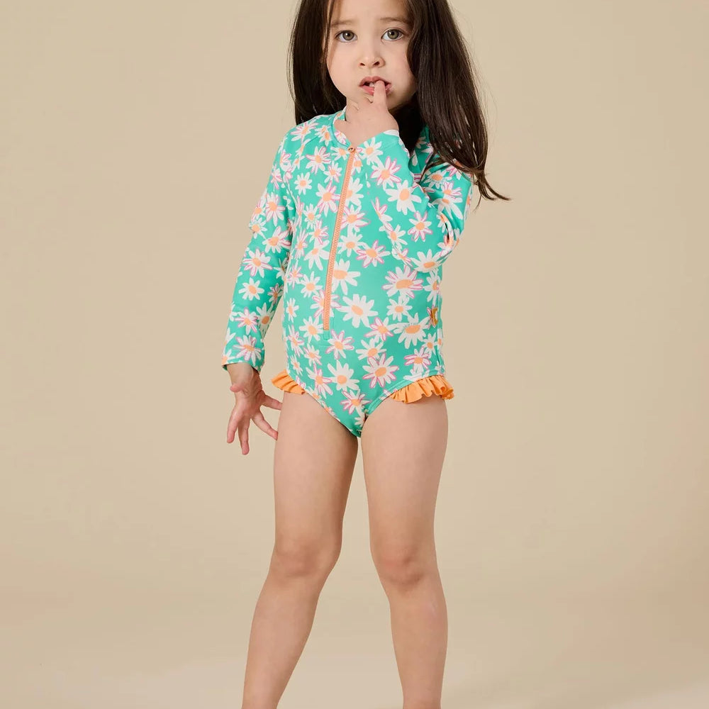 Daisy patch long sleeve frill swimsuit by Goldie & Ace
