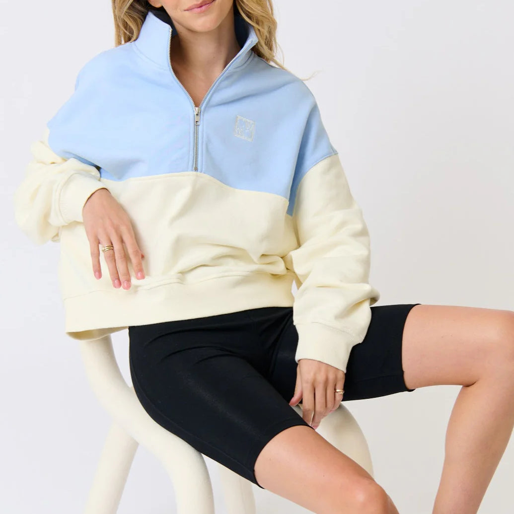Darcy 1/4 zip sweater in ice blue