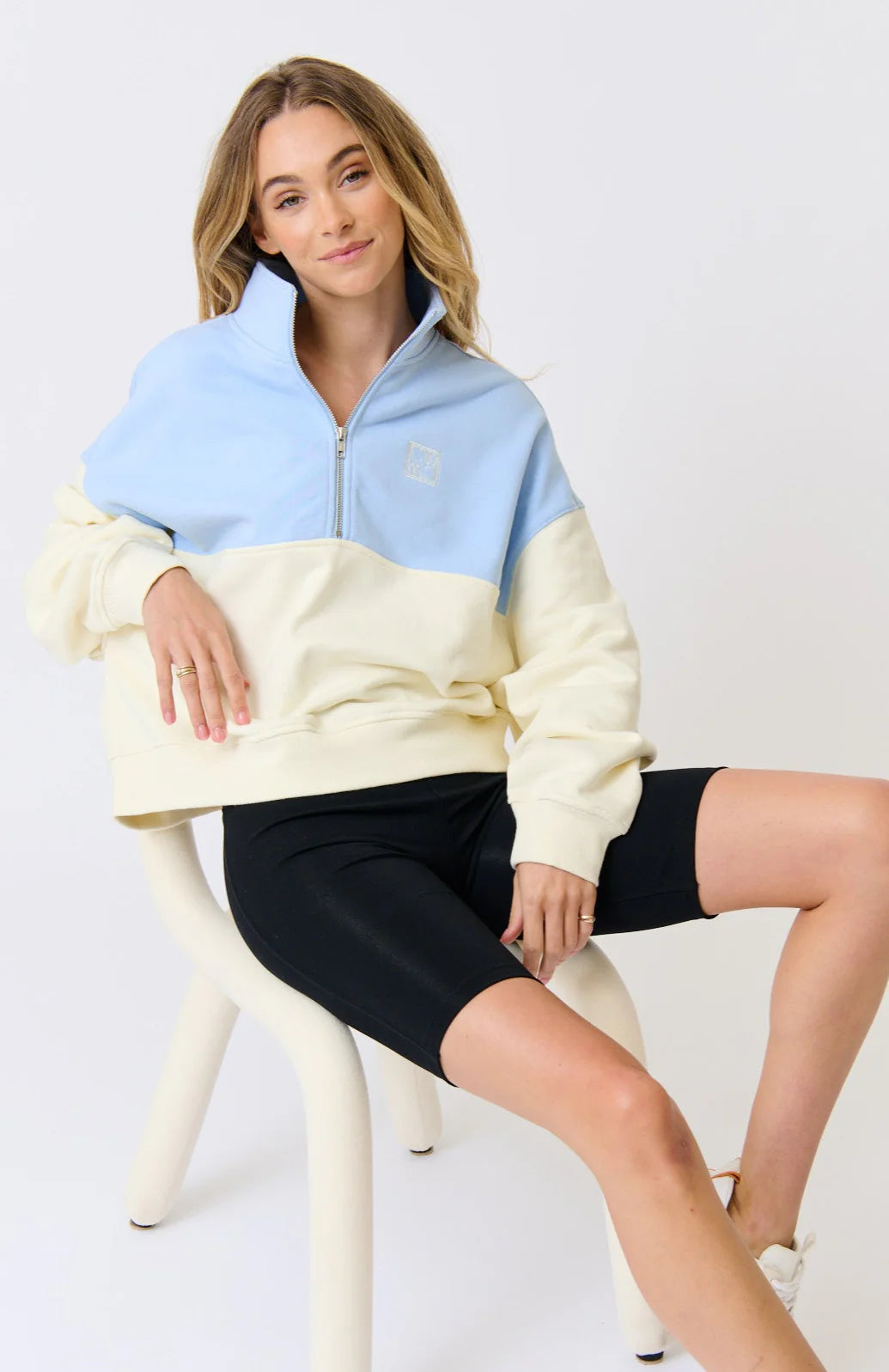 Darcy 1/4 zip sweater in ice blue
