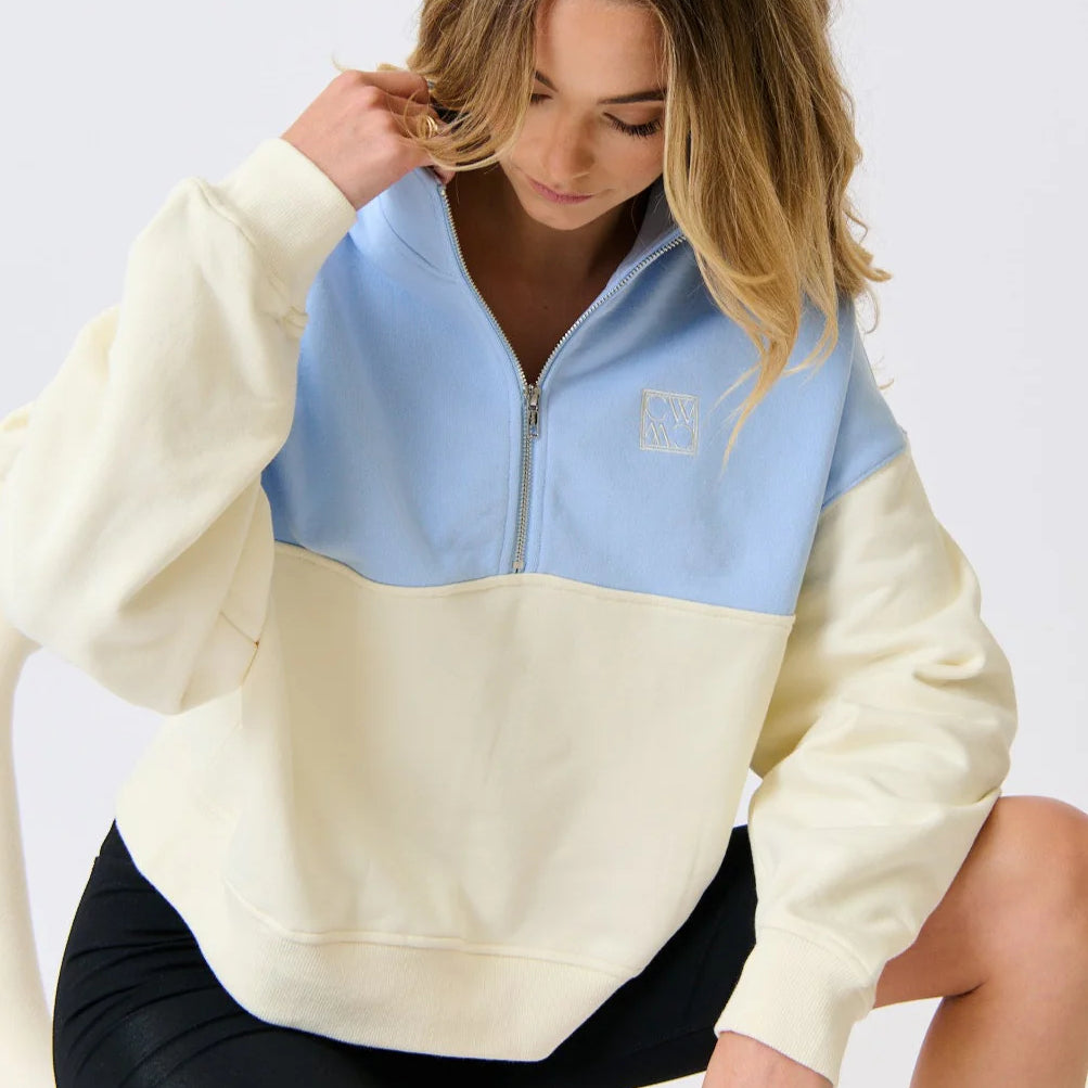 cartel & willow ice blue zip sweater