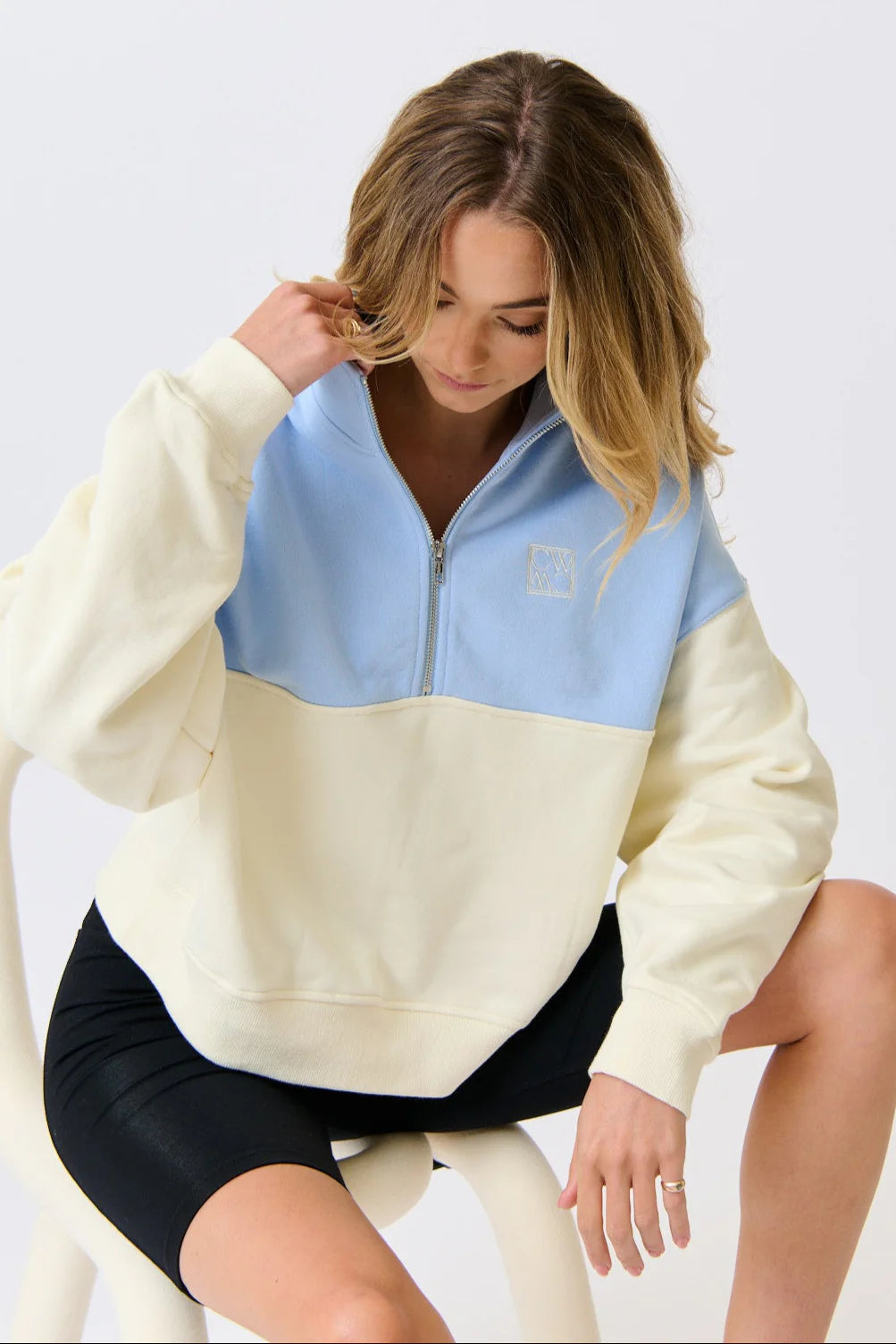 cartel & willow ice blue zip sweater