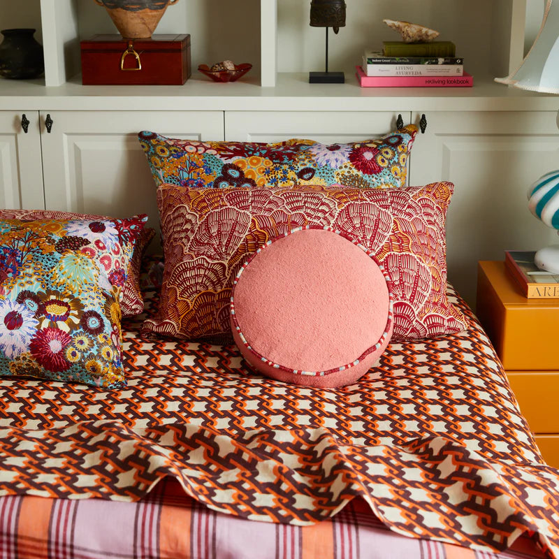 Delana Round Cushion - Hibiscus by Sage & Clare - pink colour