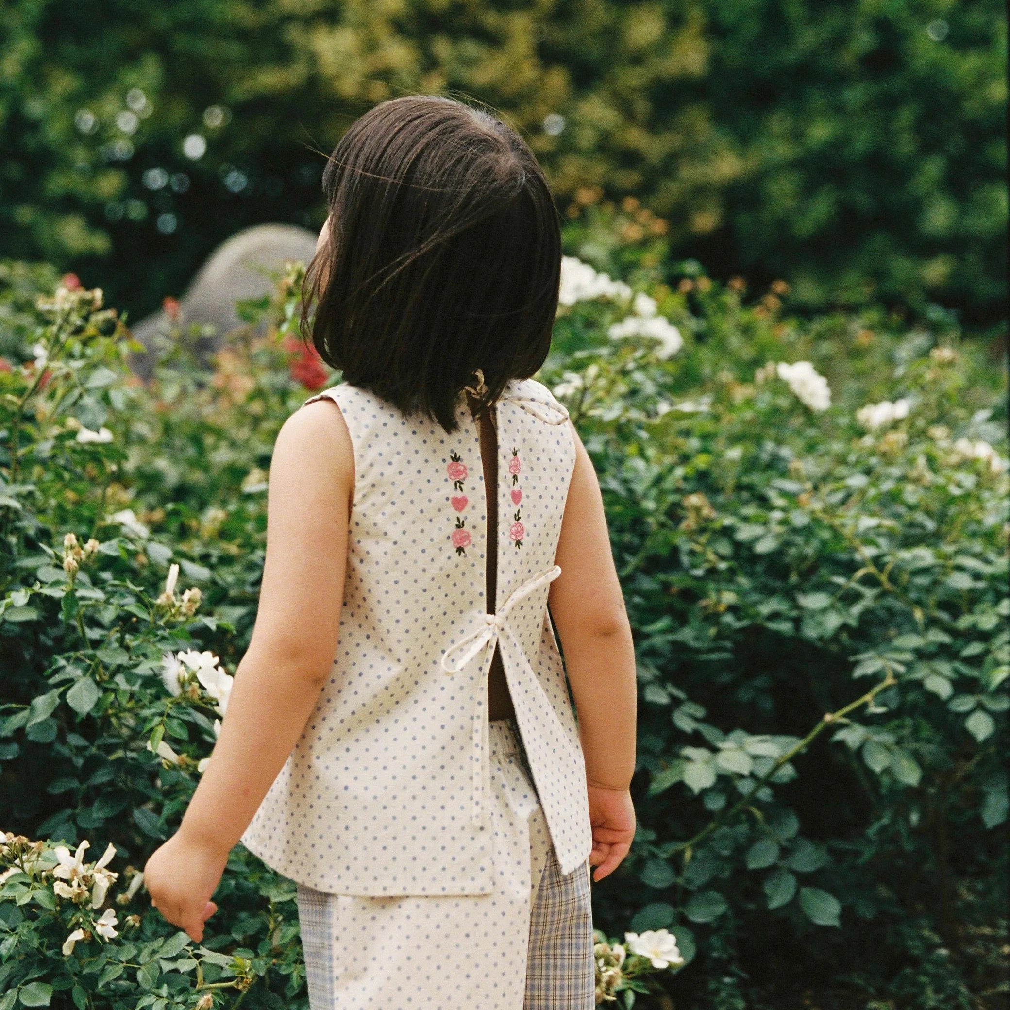 Della Top - Blue Check / Polka Dot by Juni