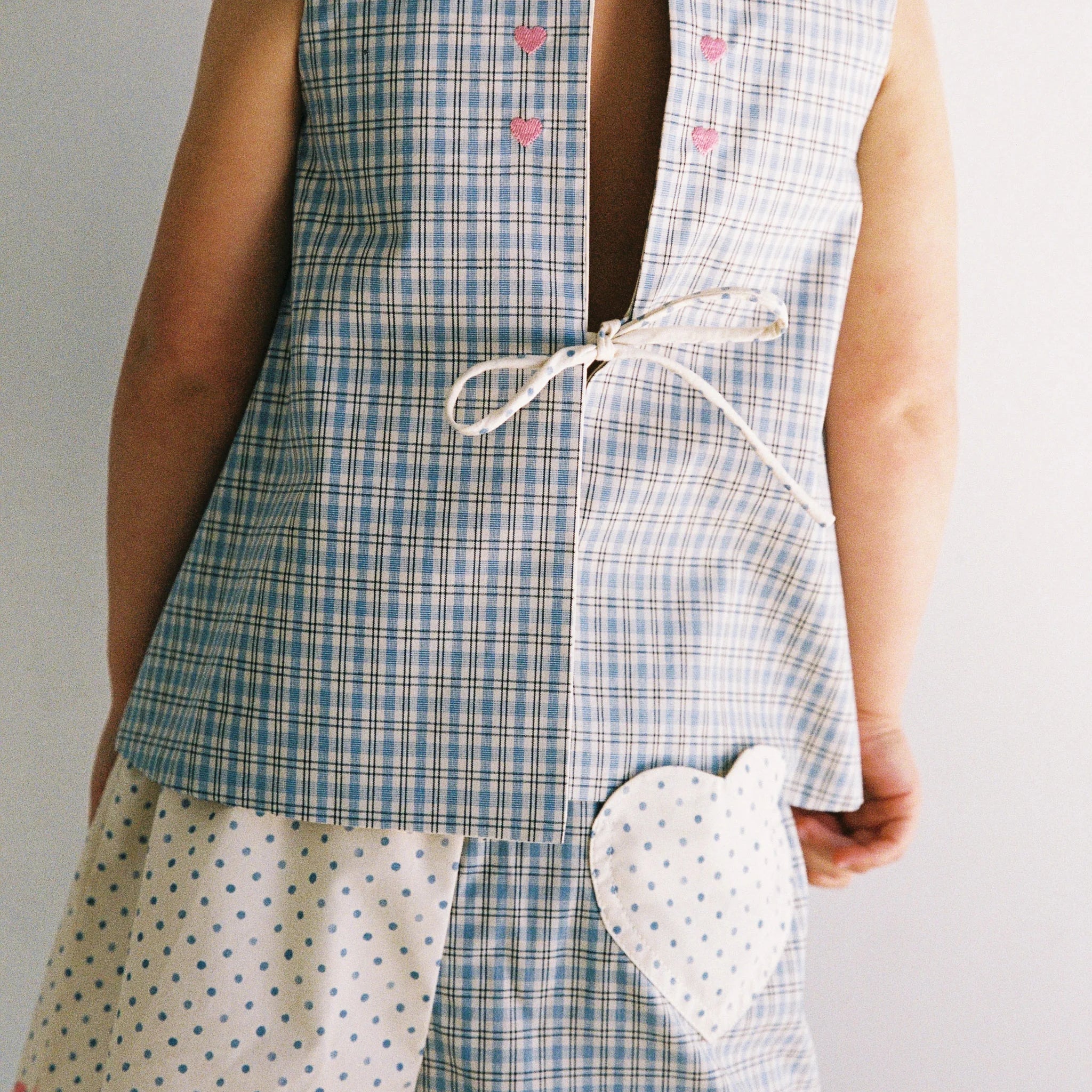 Della Top - Blue Check / Polka Dot by Juni