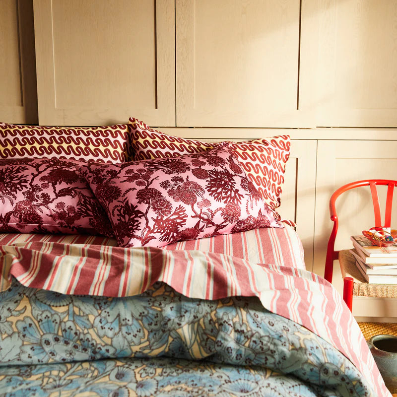 pink and burgundy silk pillowcase by Sage & Clare