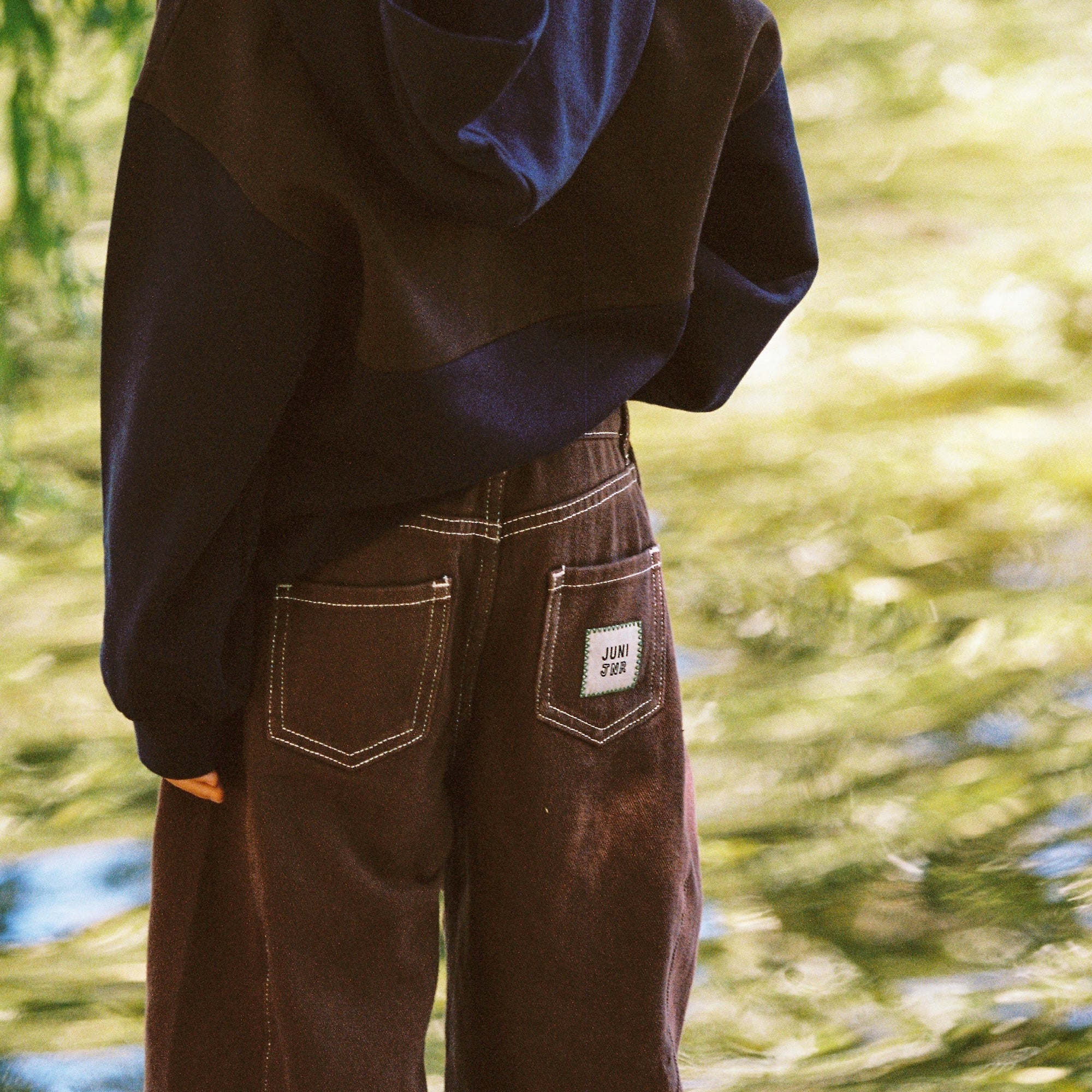 Juni Kids Dylan barrel leg jeans cocoa brown cotton denim Australia