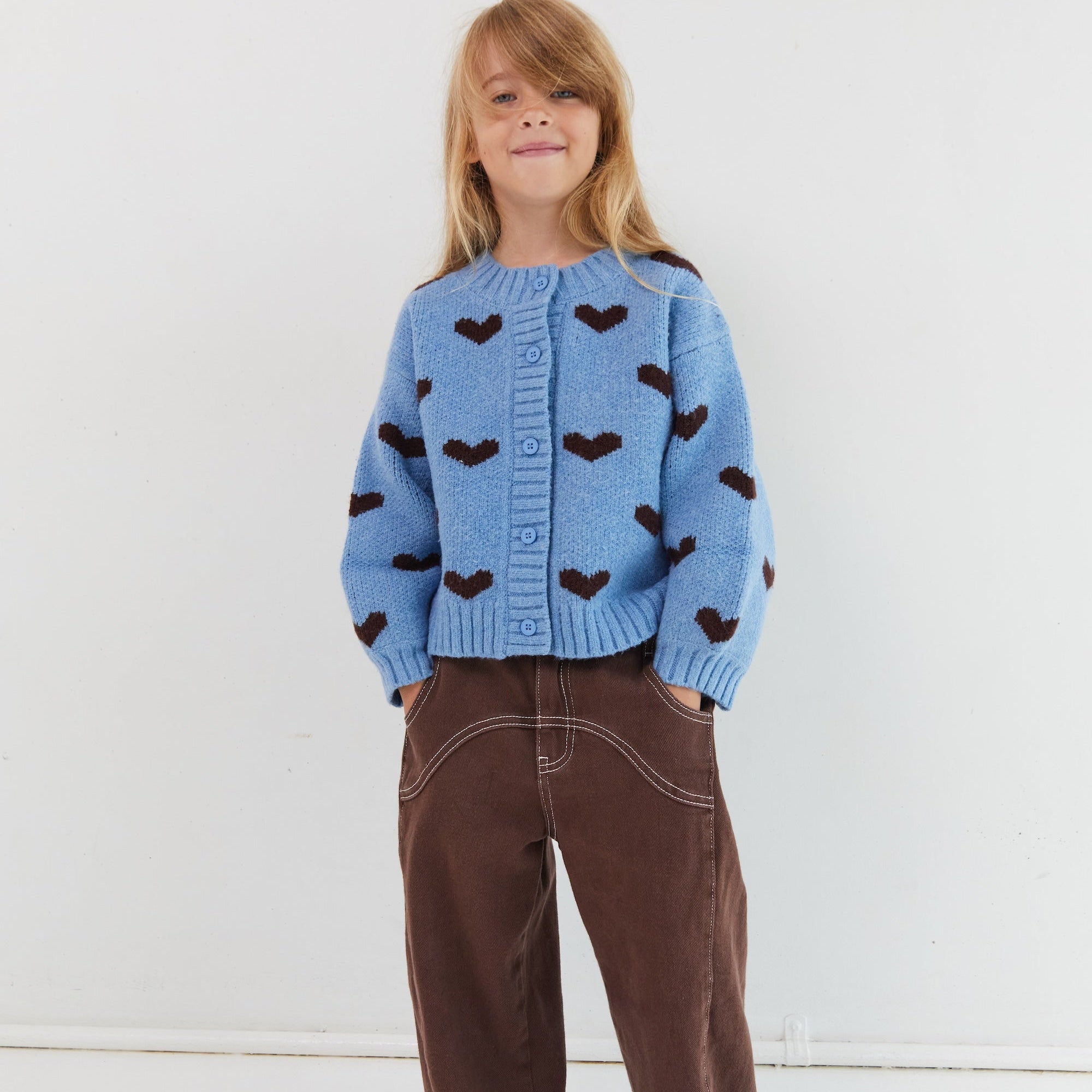 Kids cocoa brown barrel leg jeans ethical cotton denim Juni