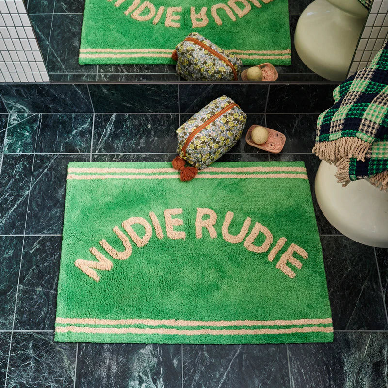Elba Nudie Rudie Bath Mat by Sage & Clare - Green with white stripes