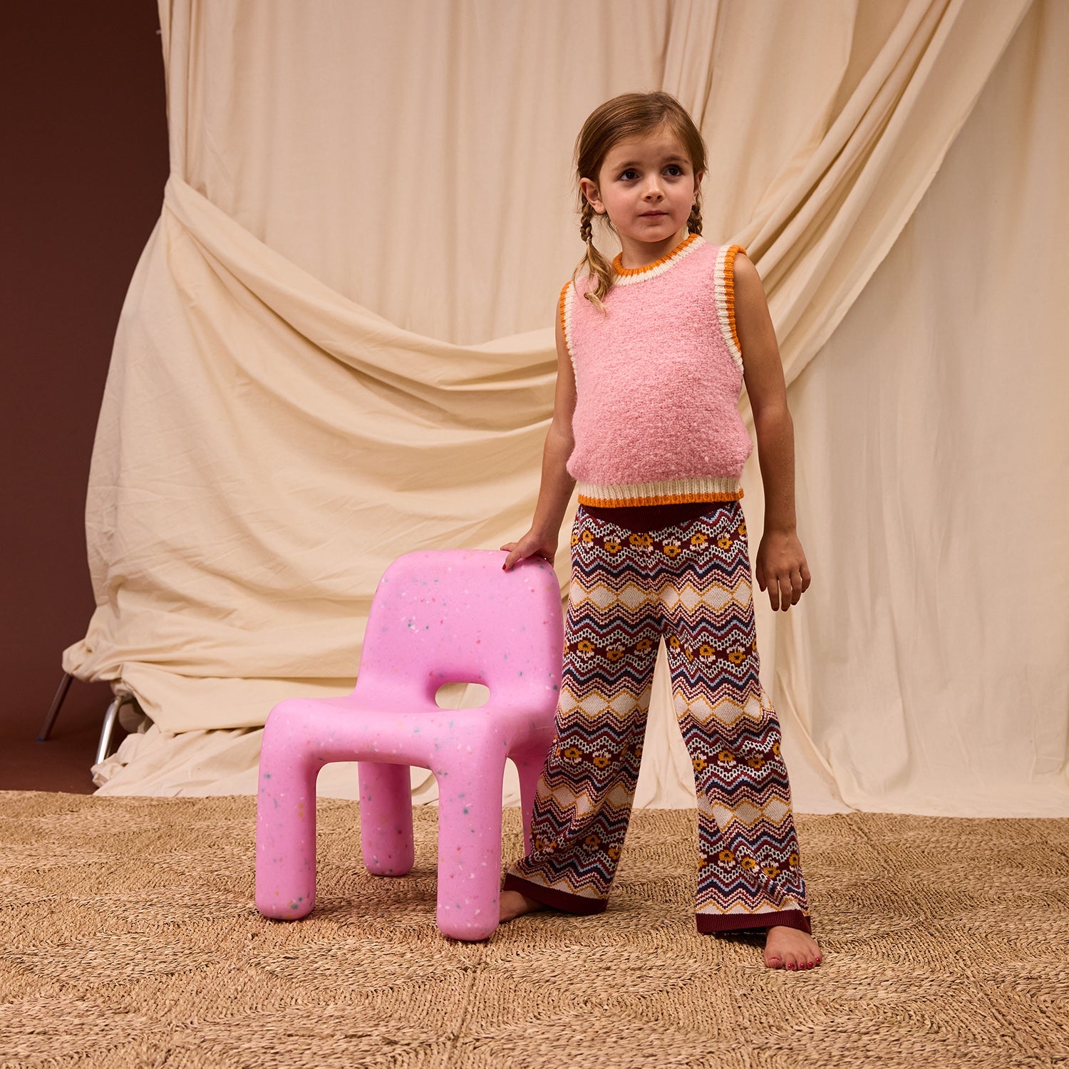 Eleni Kids Knit Vest - Blush by Sage & Clare