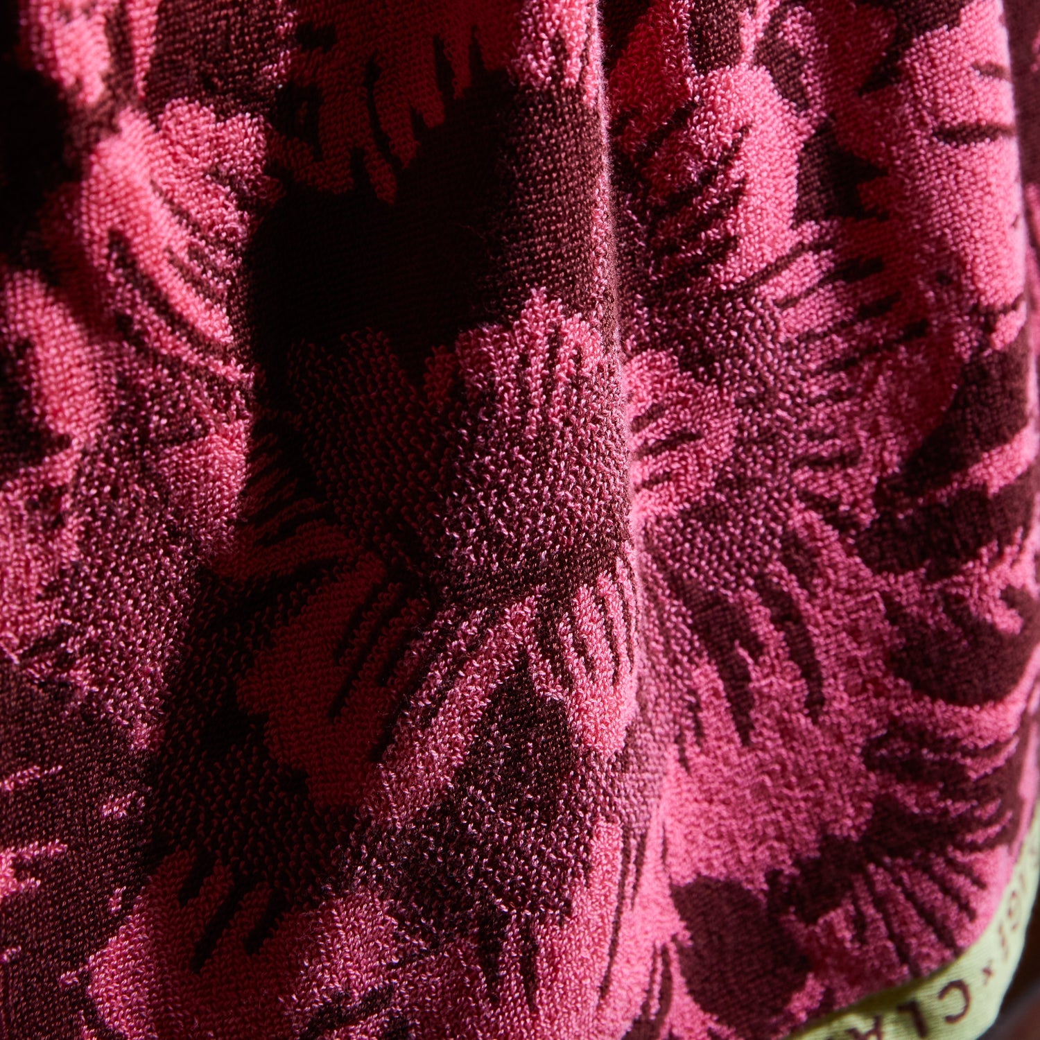 Close up detail of luxury terry cotton texture on Eliza Primrose hand towel showing plush softness