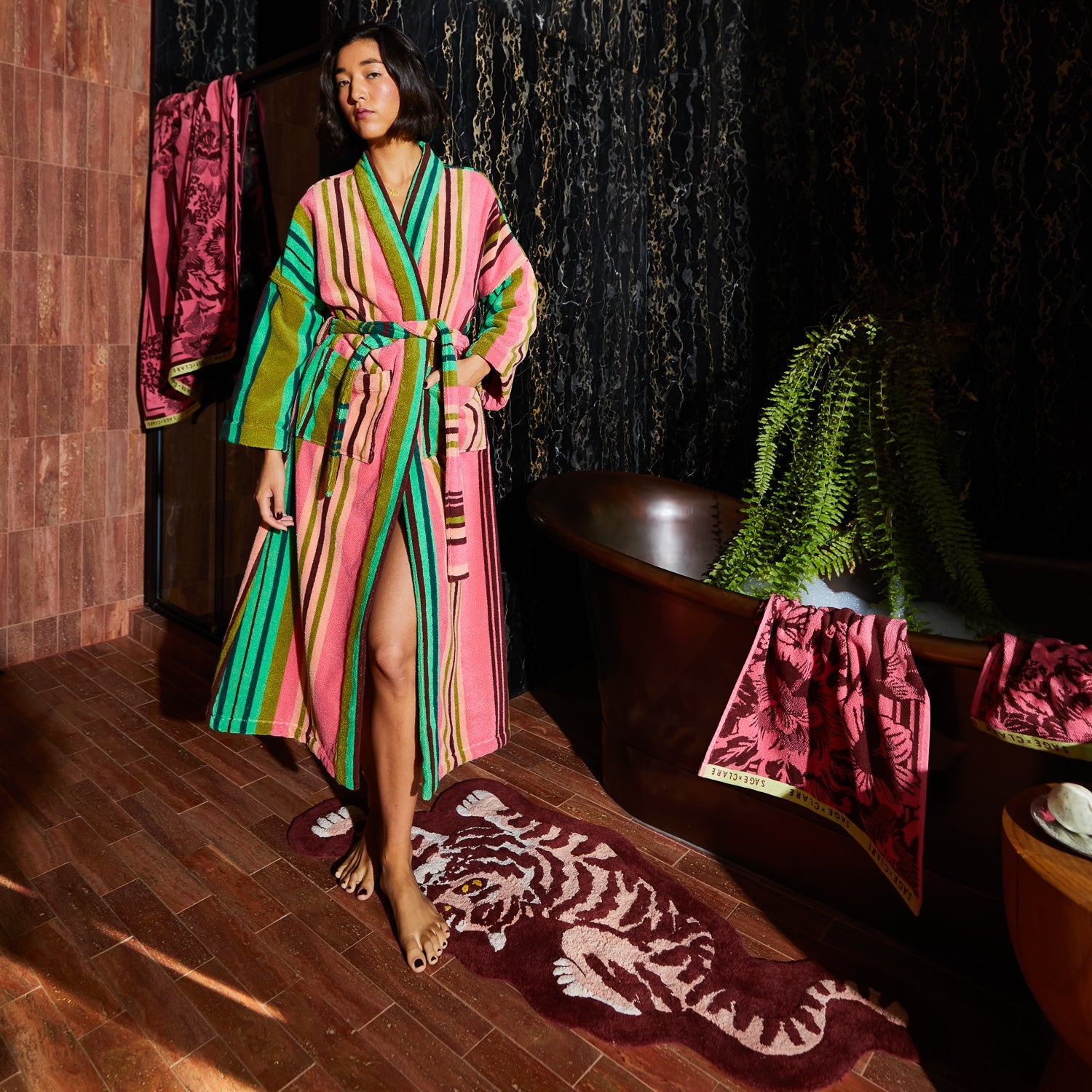 GOTS certified organic cotton terry towelling fabric texture of Eliza Primrose hand towel