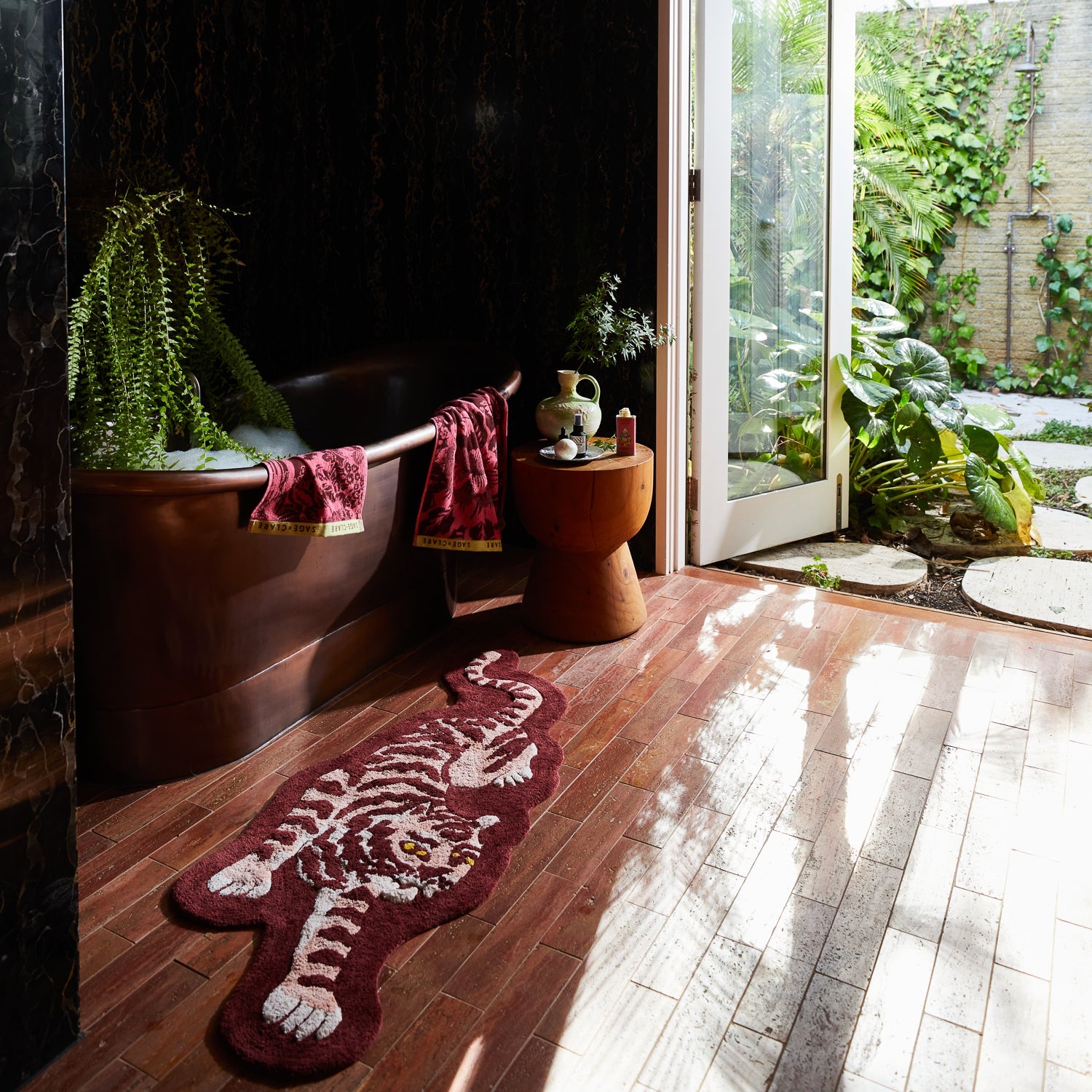 Sage & Clare Eliza hand towel primrose showing absorbent terry cotton material