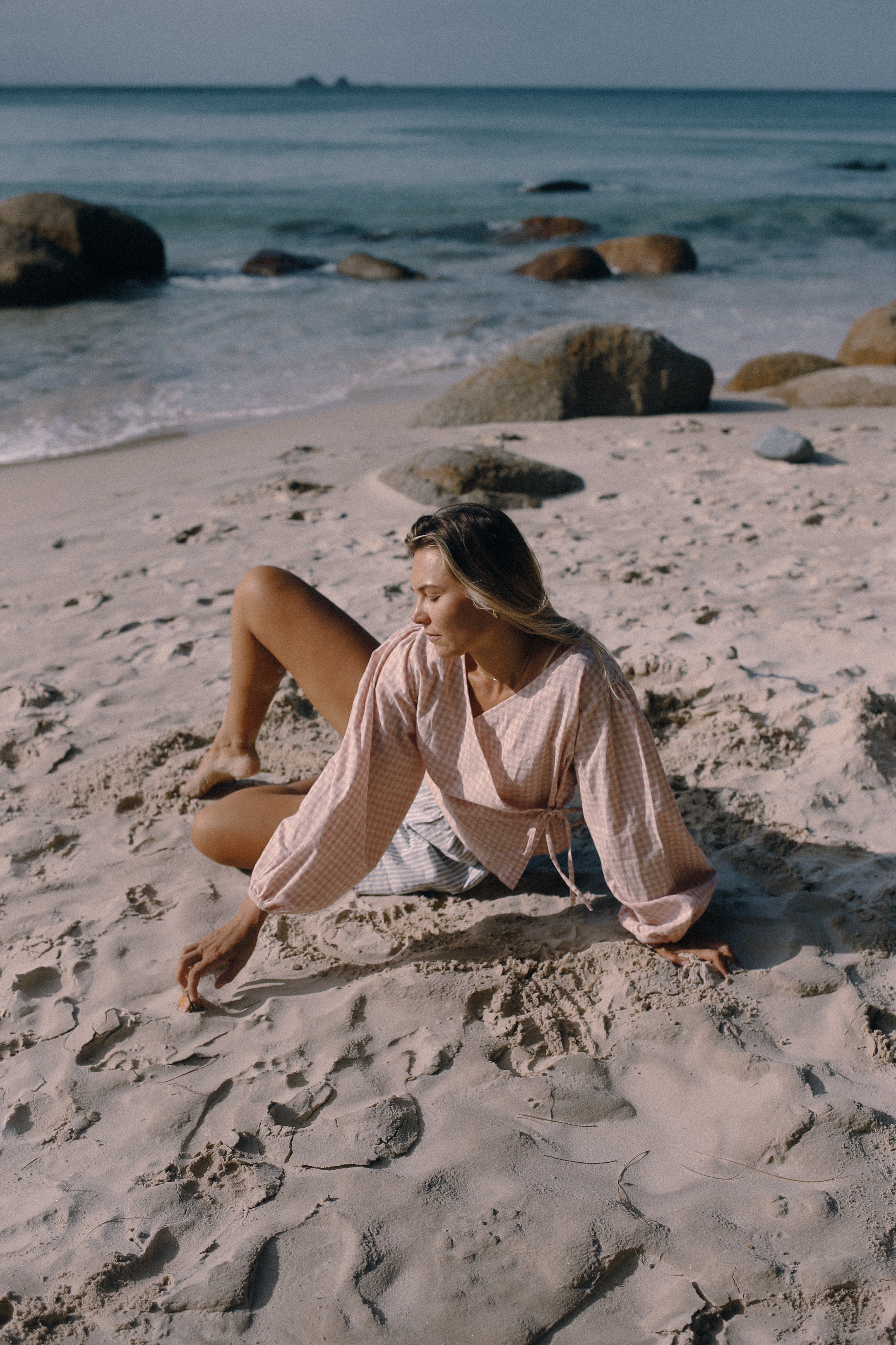 Ella Wrap Top pink gingham by The Bare Road