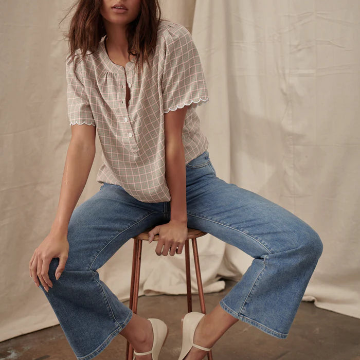 Eloise top in Pink Check by Kireina