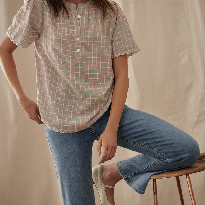 Kireina Eloise top in pink check