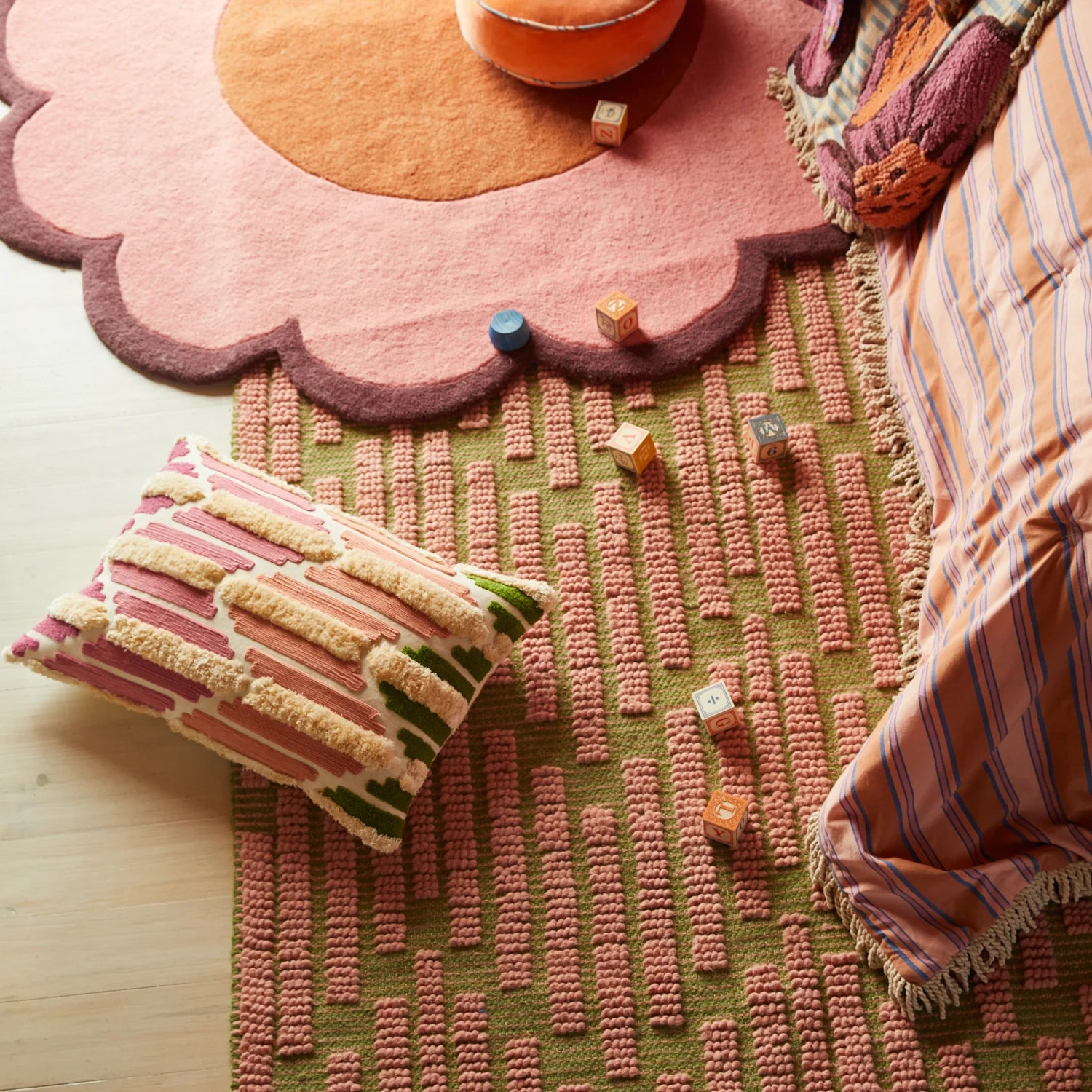 Elwa knotted rug in palm by sage & clare