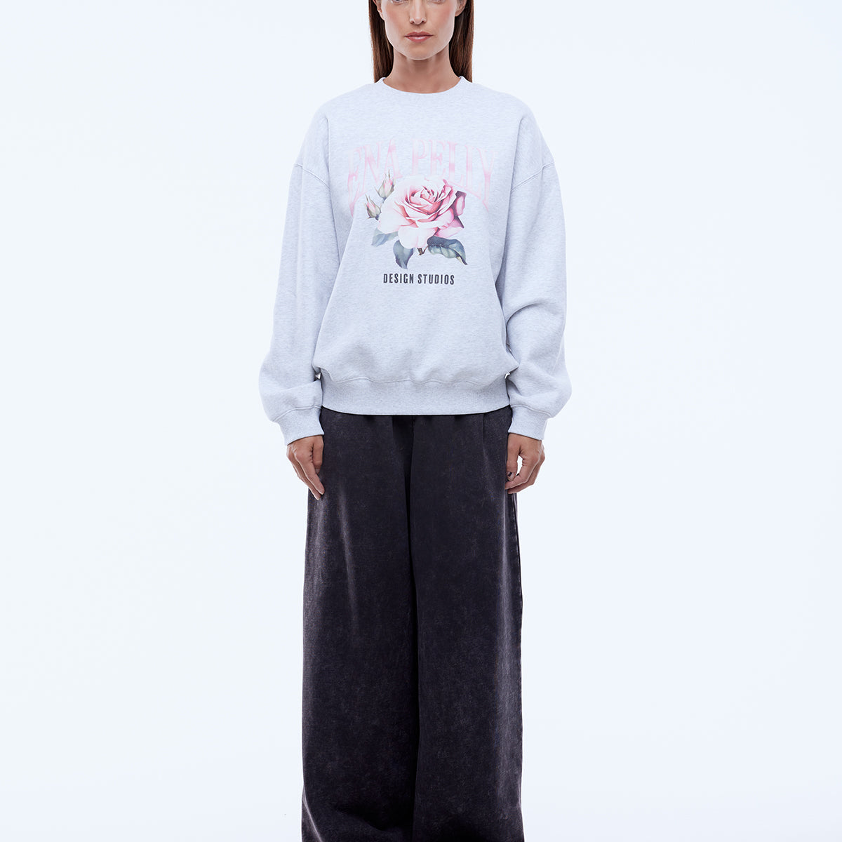 Ena Pelly Rose Sweatshirt White Marle