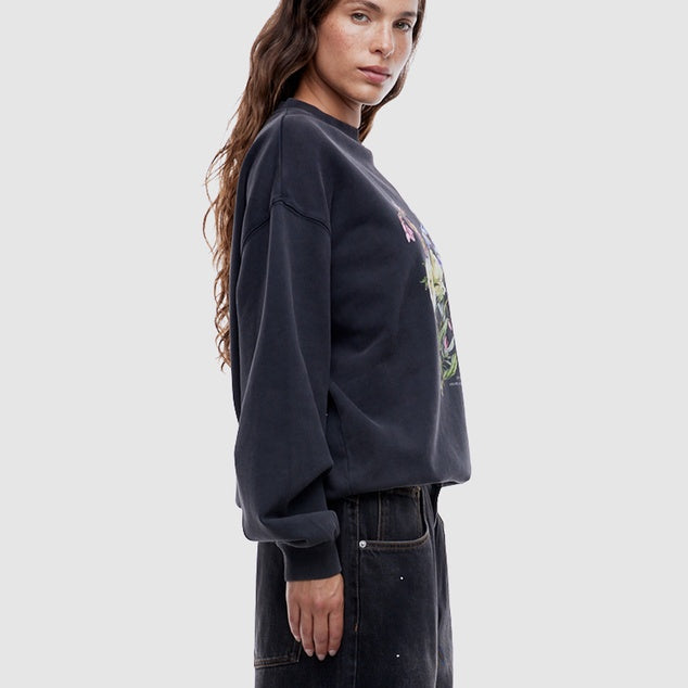 side view of Ena Pelly Vintage Bouquet Sweatshirt Vintage Black