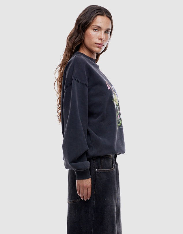 side view of Ena Pelly Vintage Bouquet Sweatshirt Vintage Black