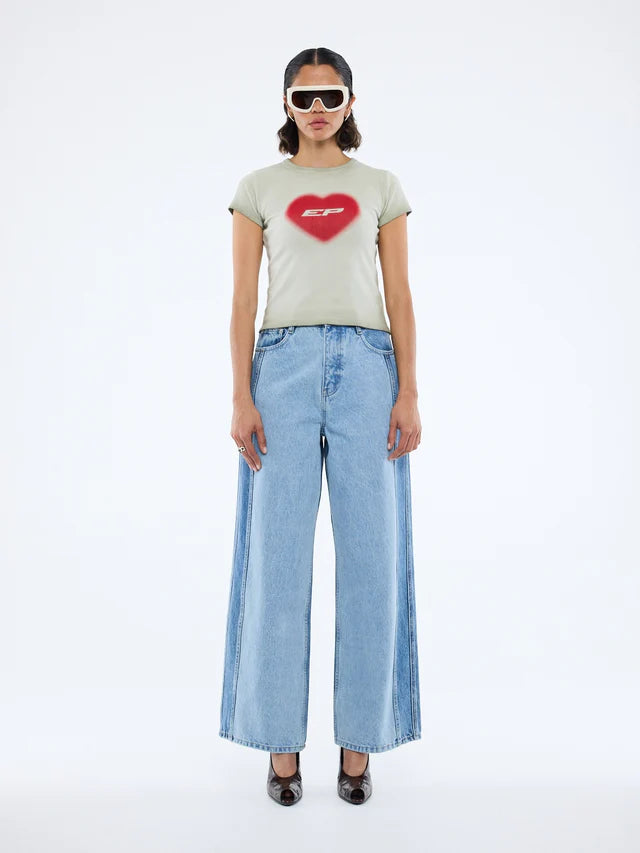 Ep Heart Rib Baby Tee - Washed Stone by Ena Pelly