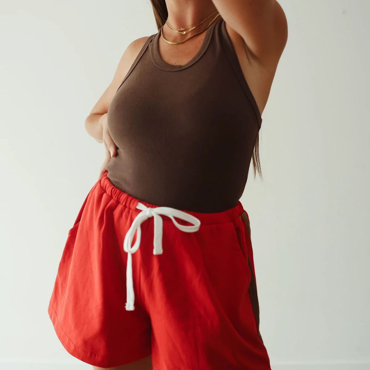 Everyday Shorts – Burnt Red/Brown Stripe by Billie