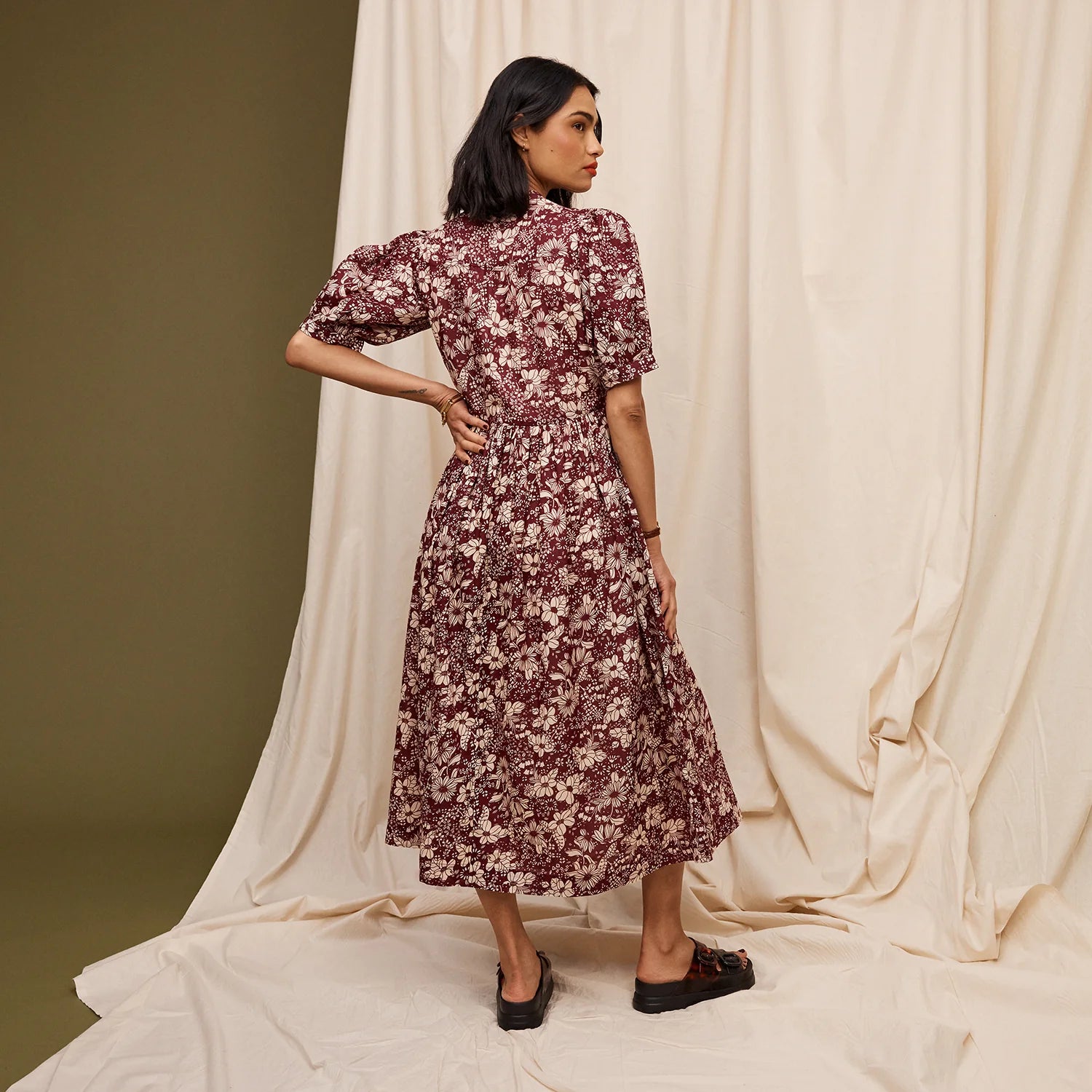 back view of Evette Dress - Mahogany by Sage & Clare