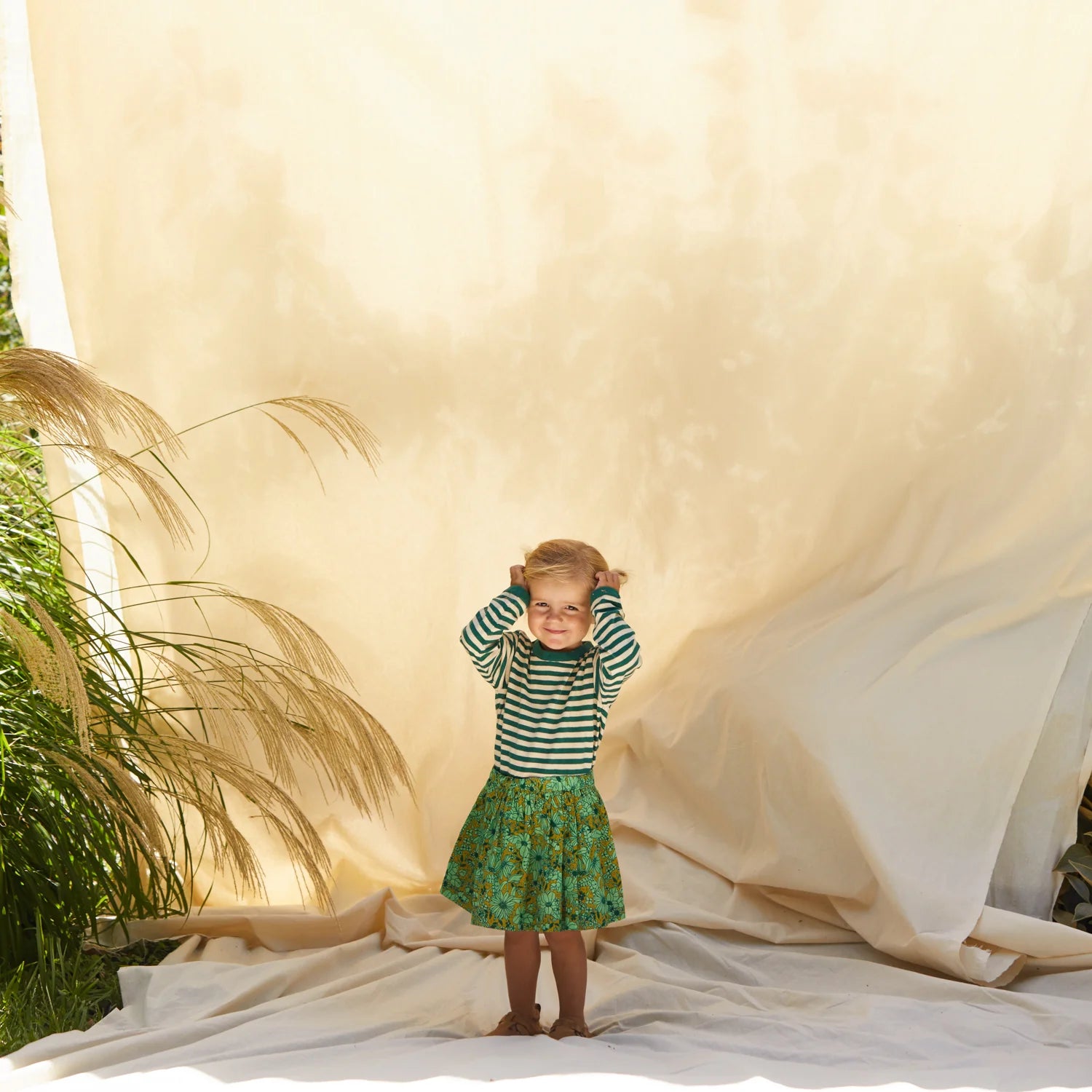 kids floral green skirt by Sage & Clare