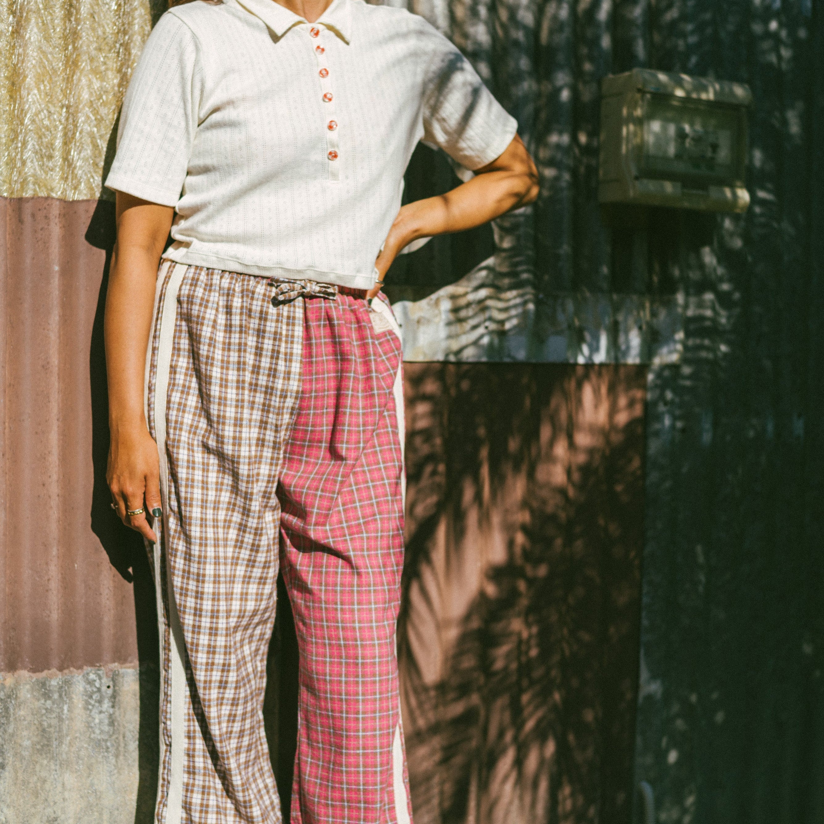 Flannel Flare Pant - Strawberry Milk by Atmosea