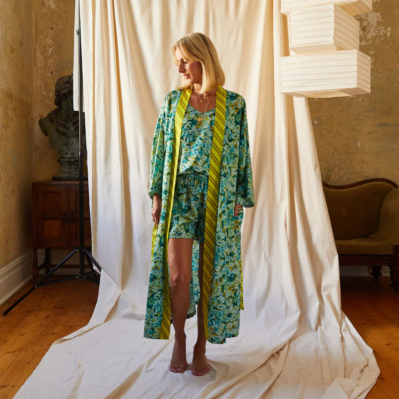 Floral Silk and Cotton Robe by Sage & Clare