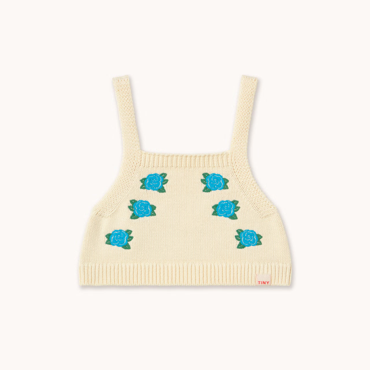 Flowers Knitted Crop Top - Light Cream by Tiny Cottons