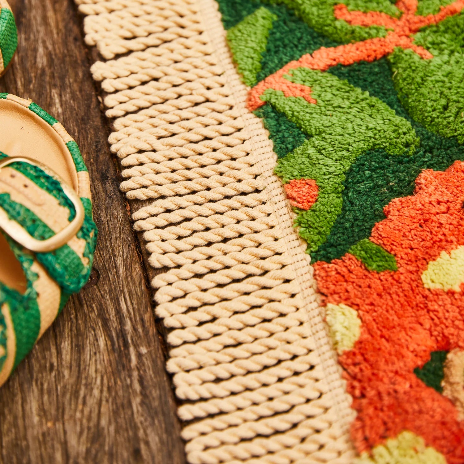 Fringe detail on the edge of Francesca Bath Mat by Sage & Clare