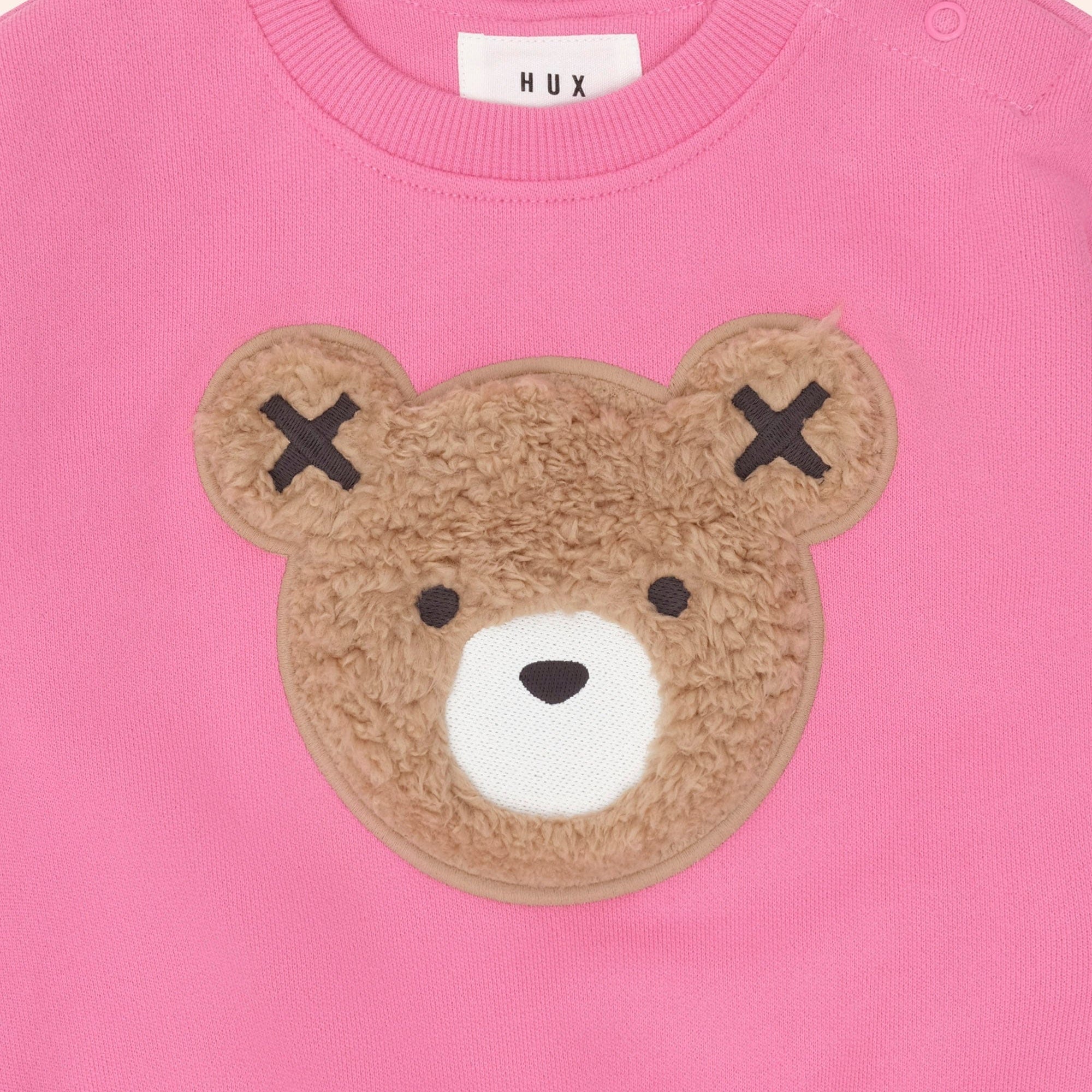 Close up of the furry bear on the Furry Huxbear Sweatshirt | Huxbaby